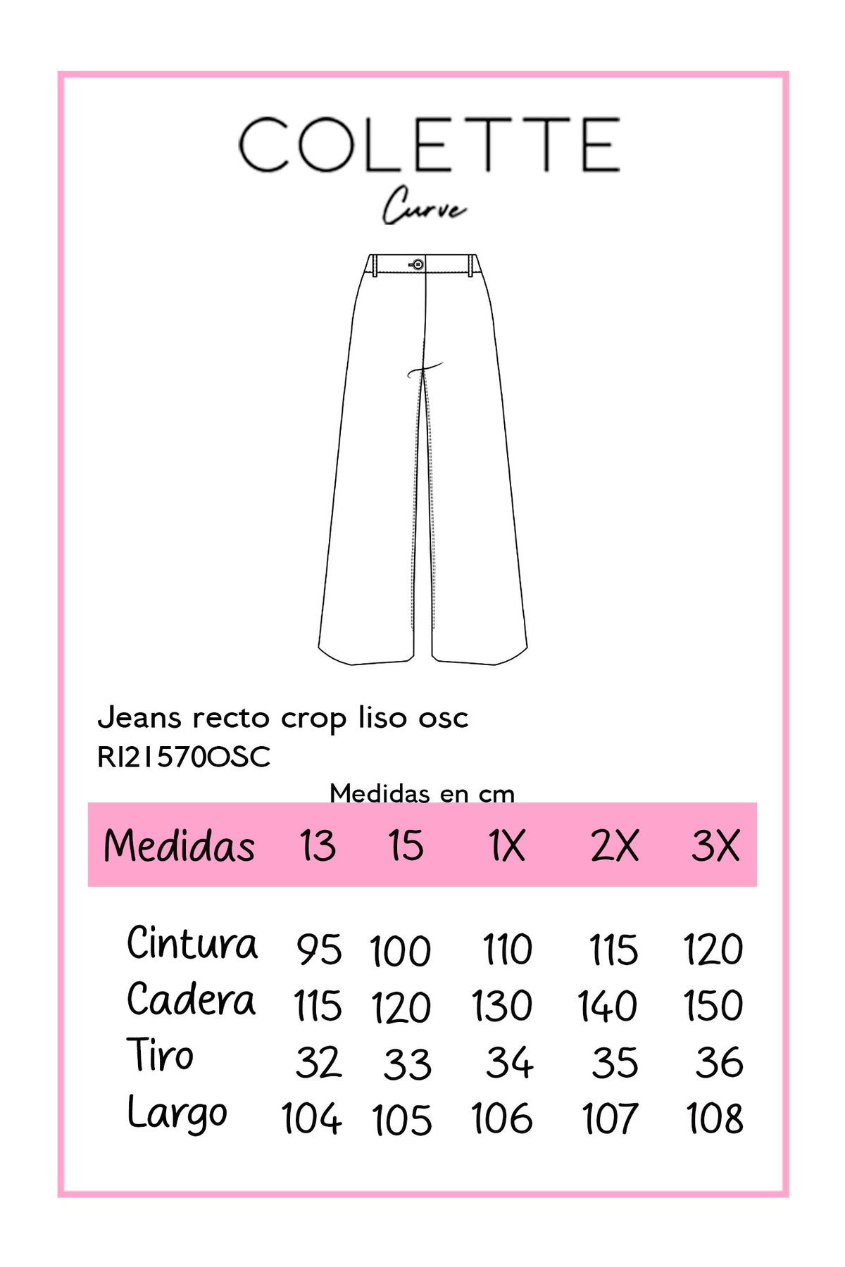 Jeans Wide Leg Crop Liso Curvy Oscuro Algodón