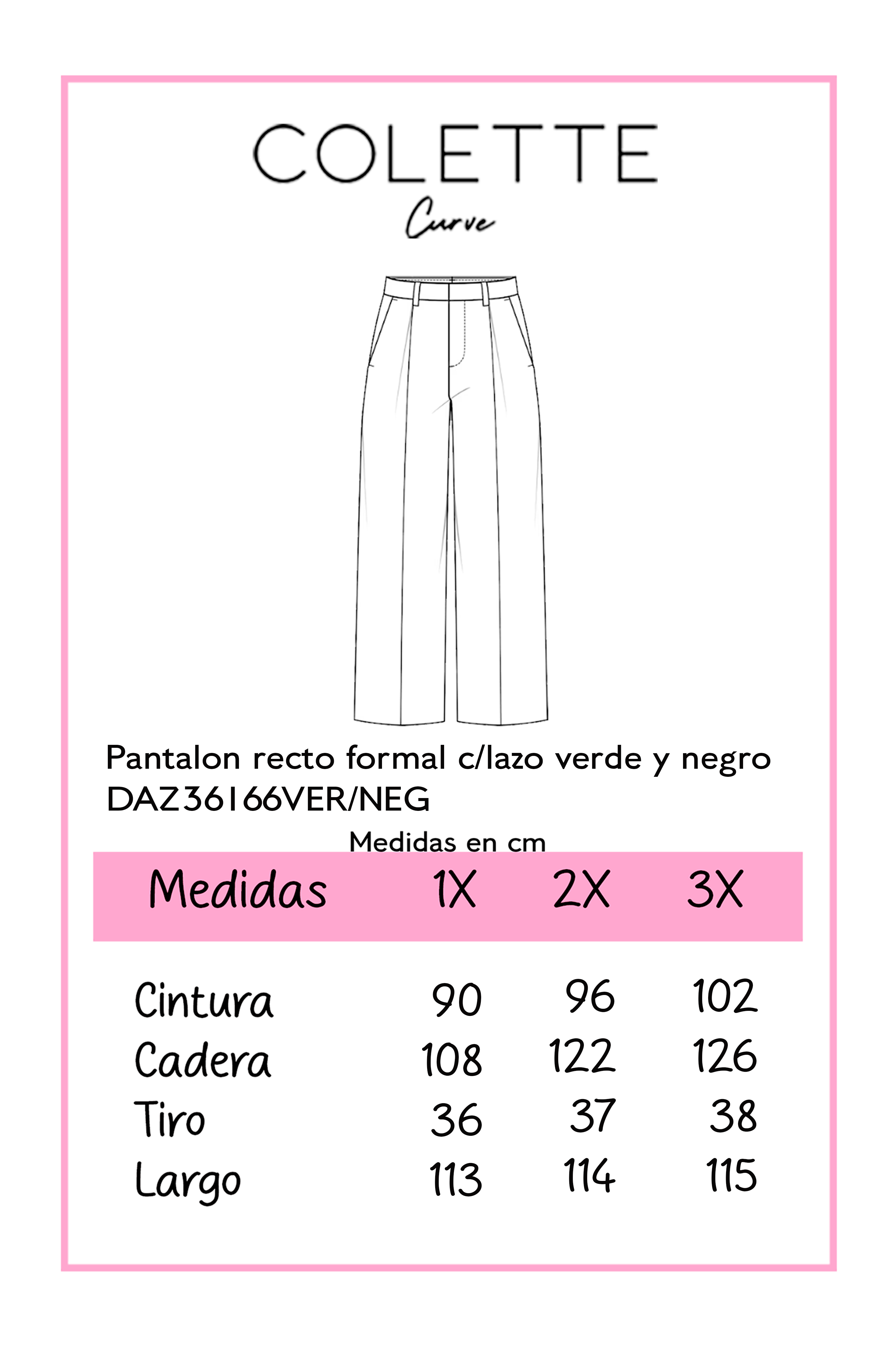 Pantalon recto formal c/lazo negro