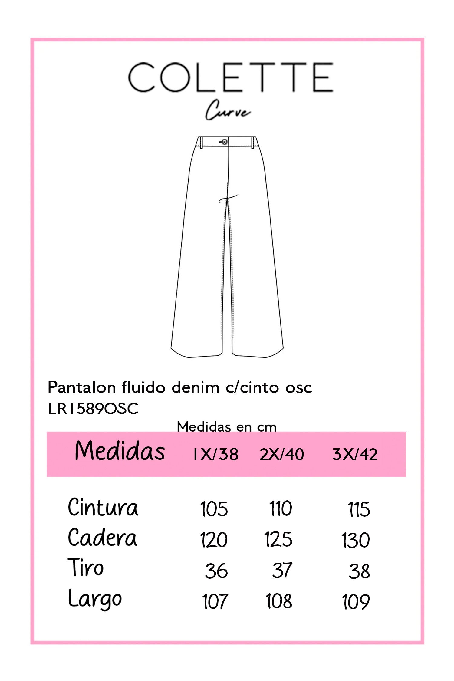 Pantalón Curvy Fluido Denim Wide Leg Cintura Alta Azul