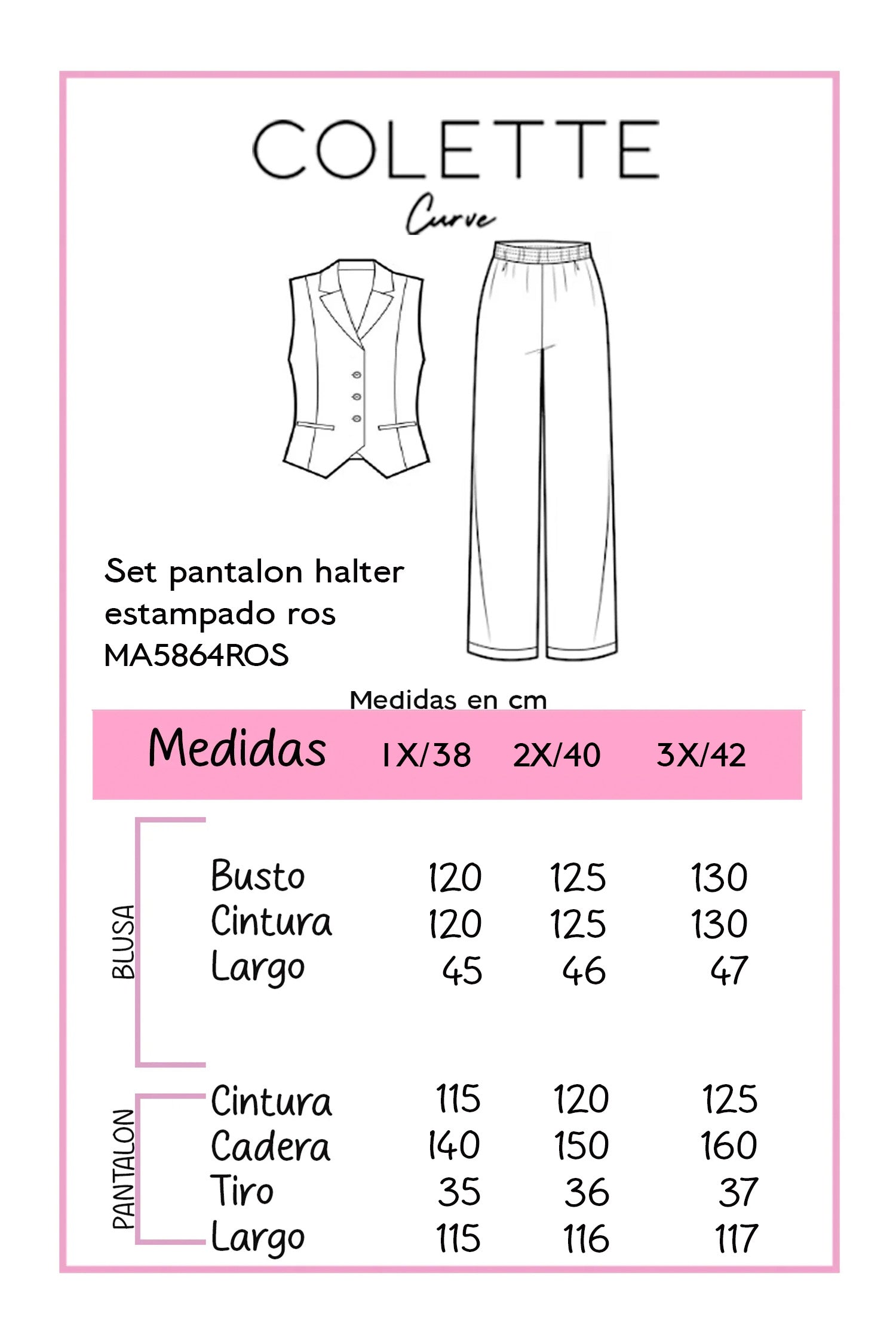 Conjunto Curvy Pantalón y Blusa Halter Lino Floral Fresco