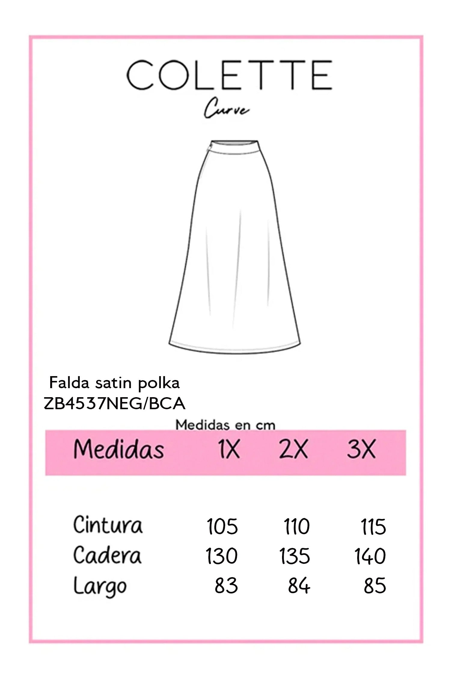 Falda Curvy Midi Satín Polka Dots Hueso