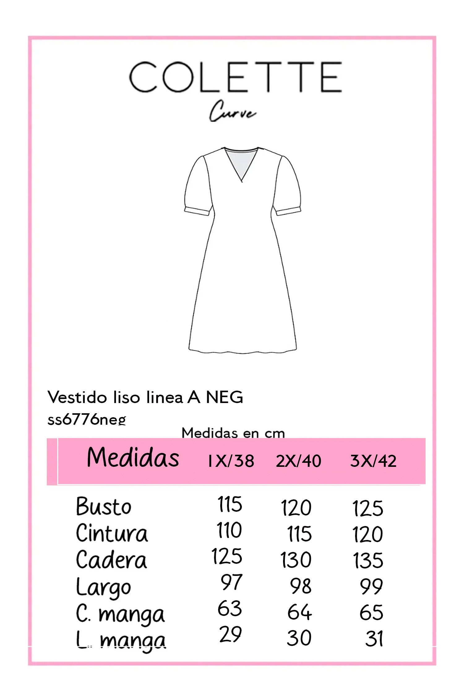 Vestido liso linea A NEG