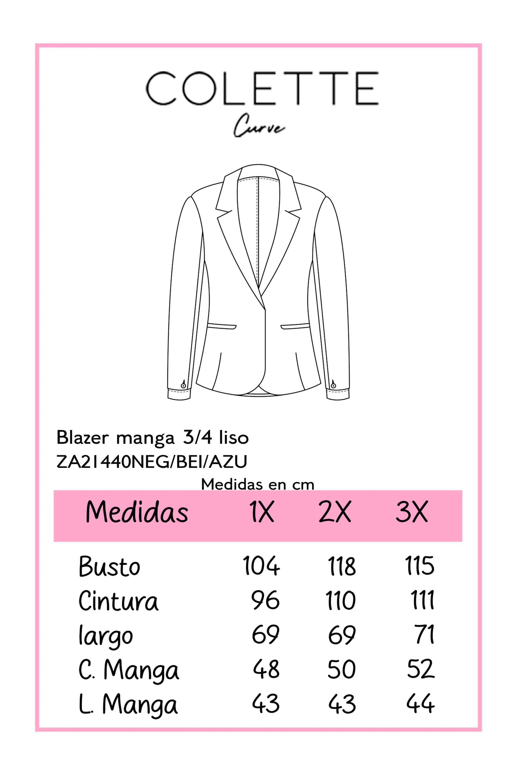 Blazer Curvy Elegante Oficina Forro Stretch Relajado
