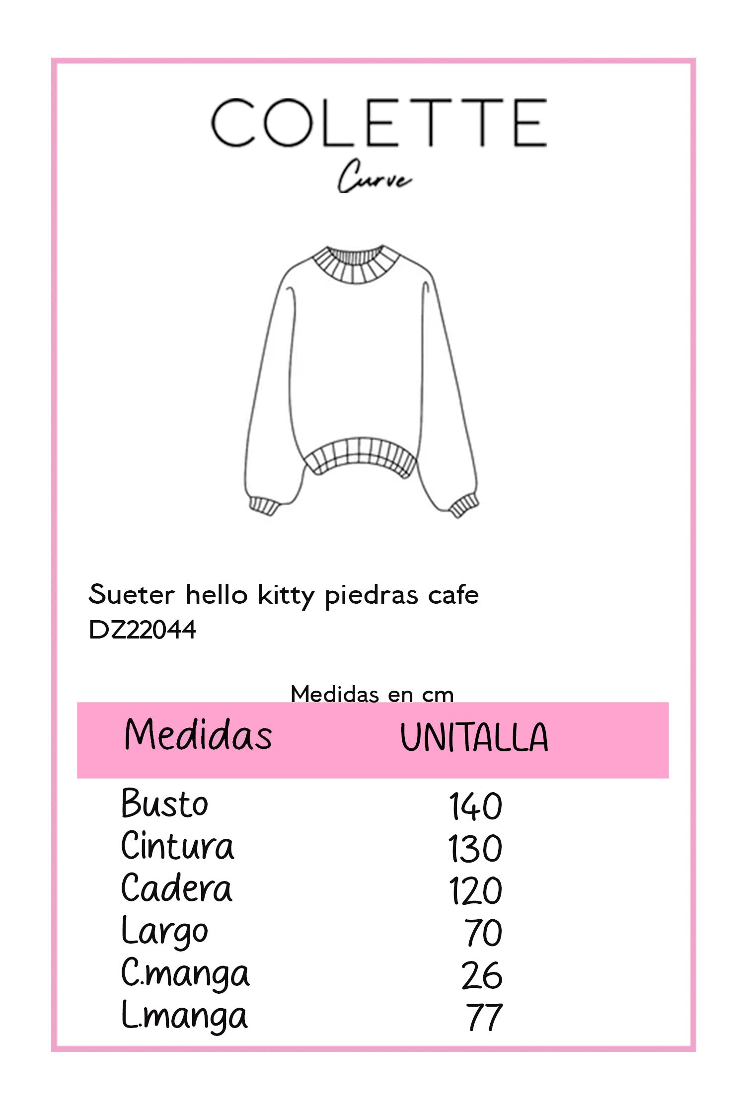 SUETER HELLO KITTY PIEDRAS CAFE