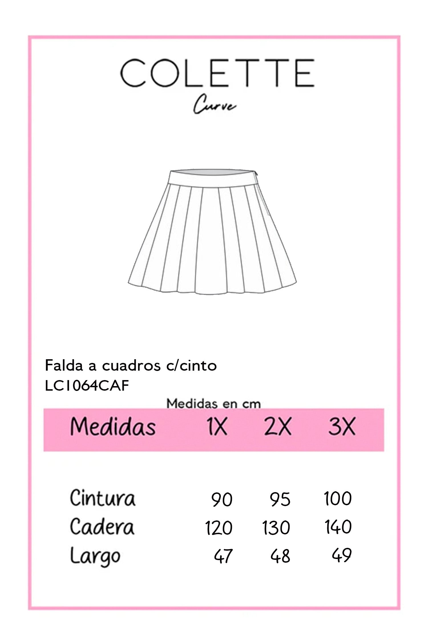Falda a cuadros con cinto cafe