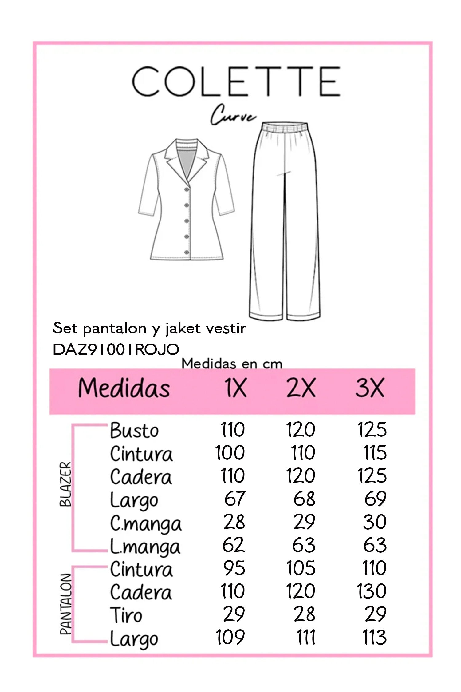 Set pantalon y jacket vestir liso rojo