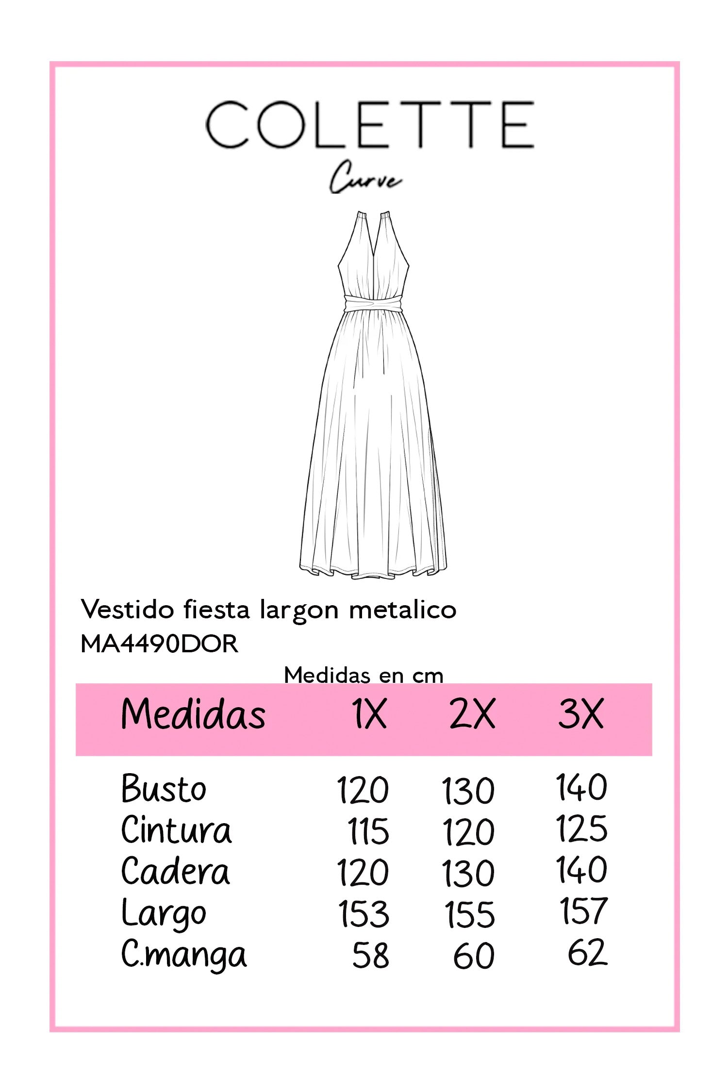 Vestido fiesta largo metálico