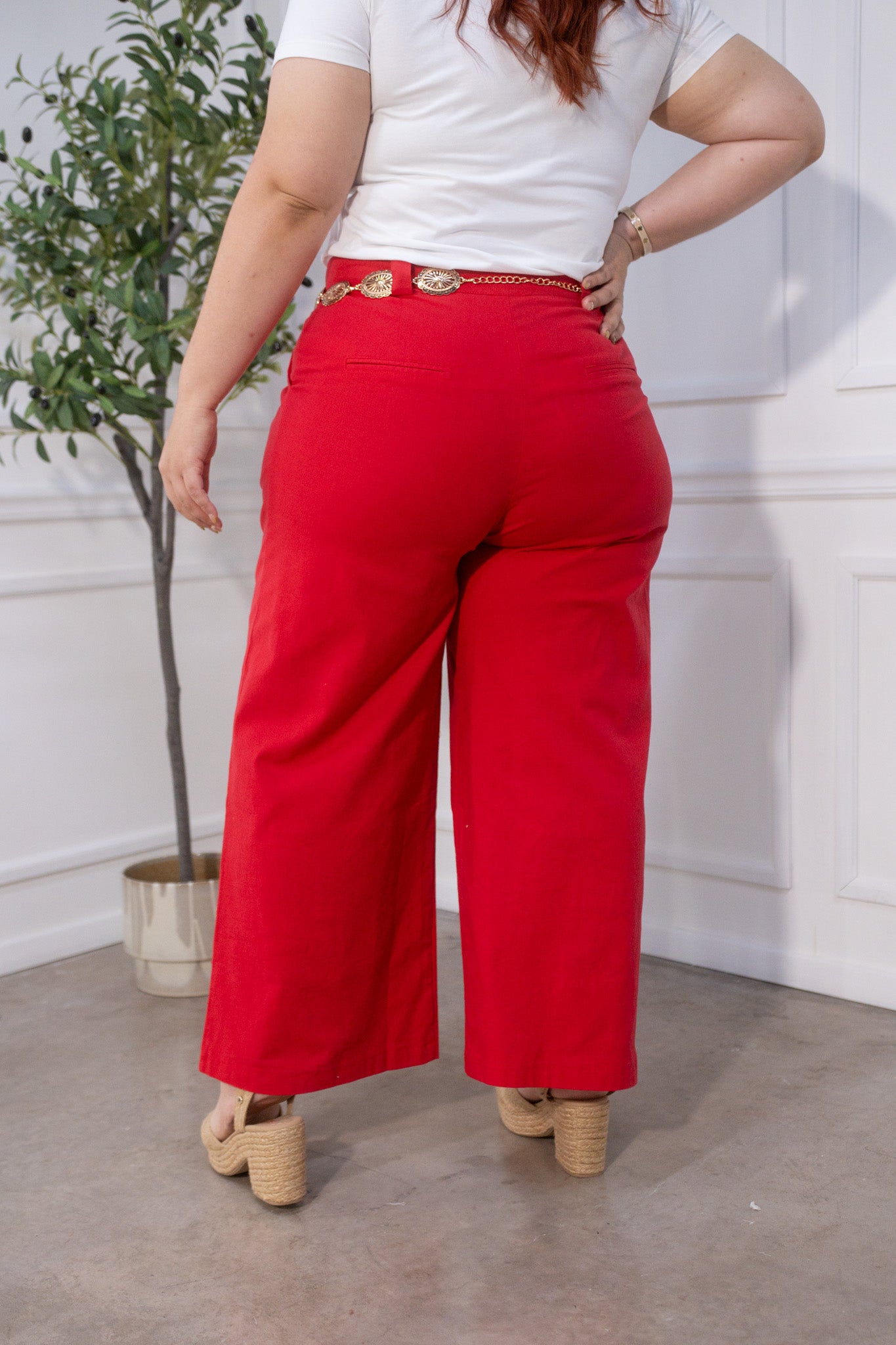 Pantalon vestir recto rojo