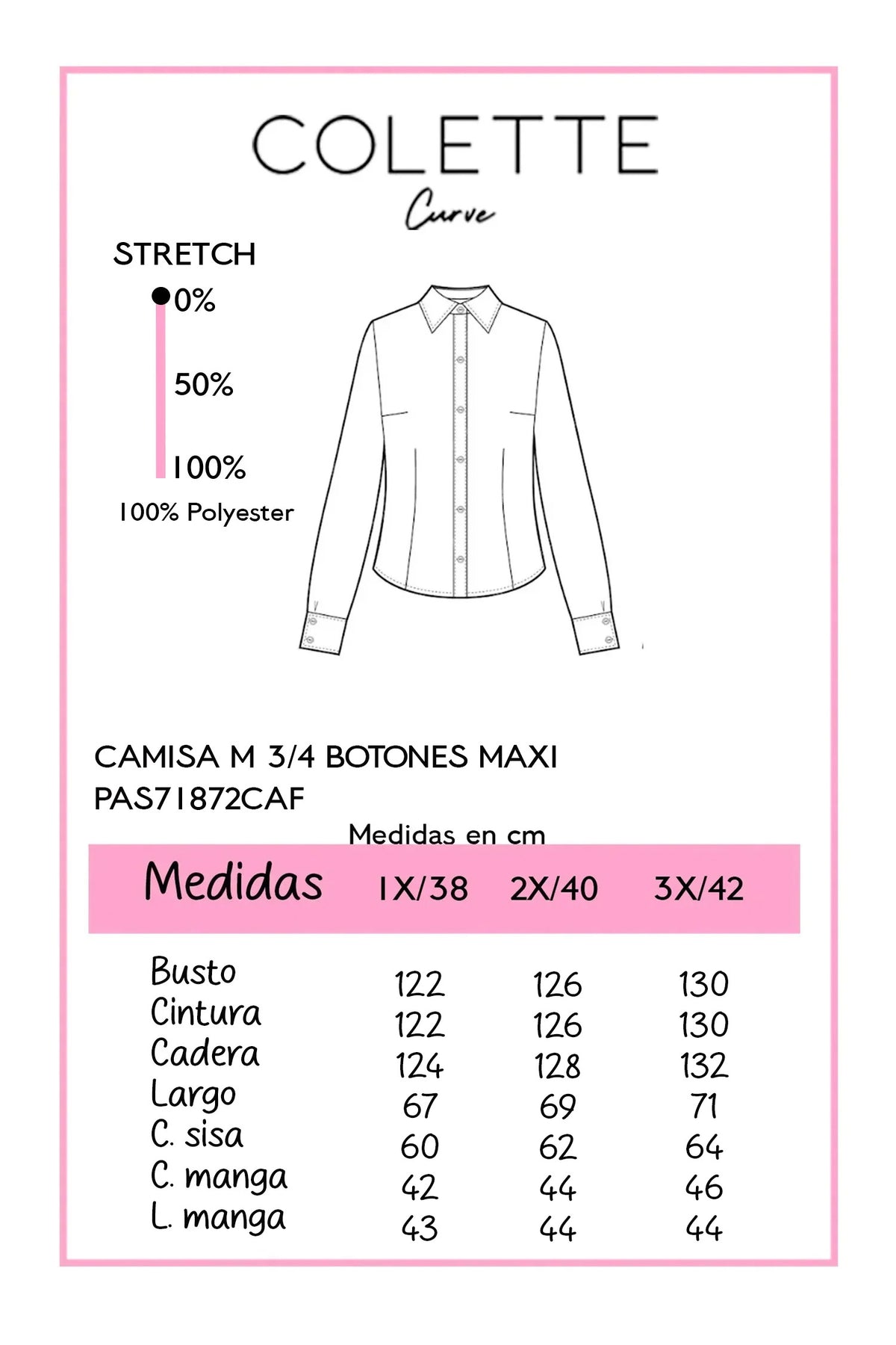 Tabla de medidas PAS71872CAF