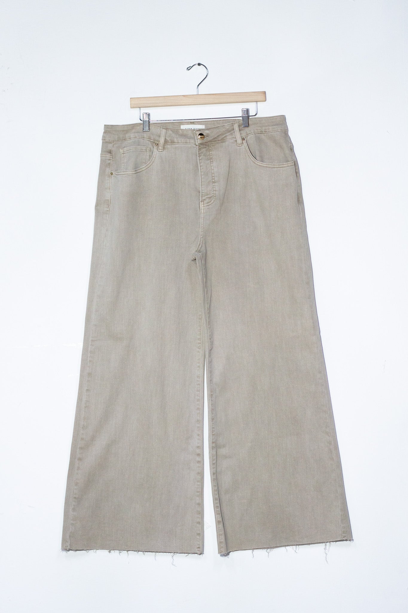Jeans palazzo con destellos bei