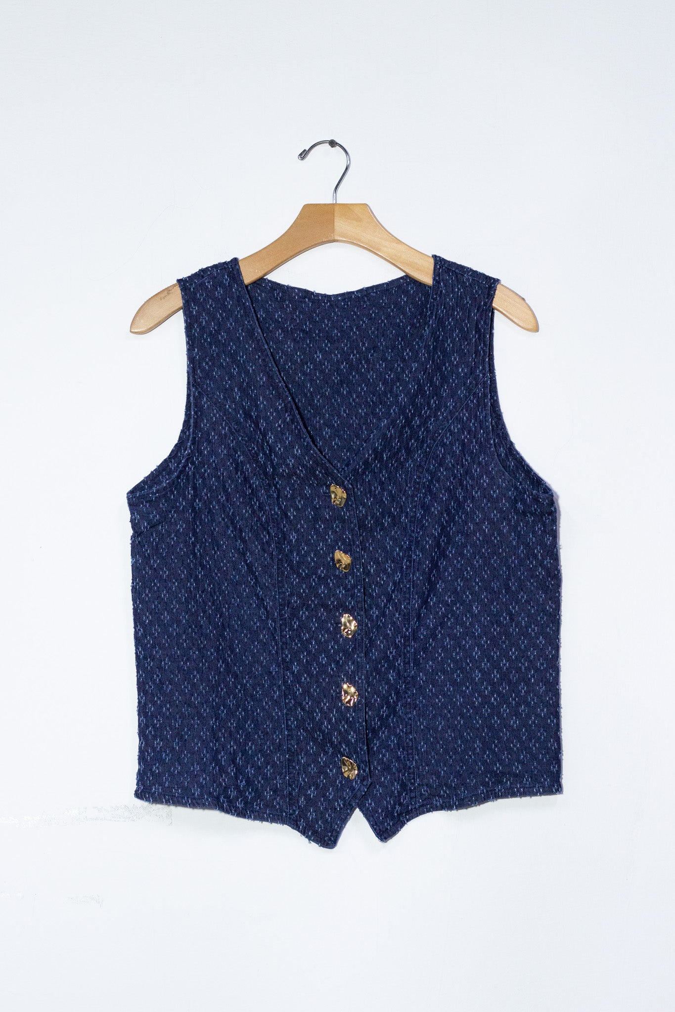 Conjunto chaleco denim textura
