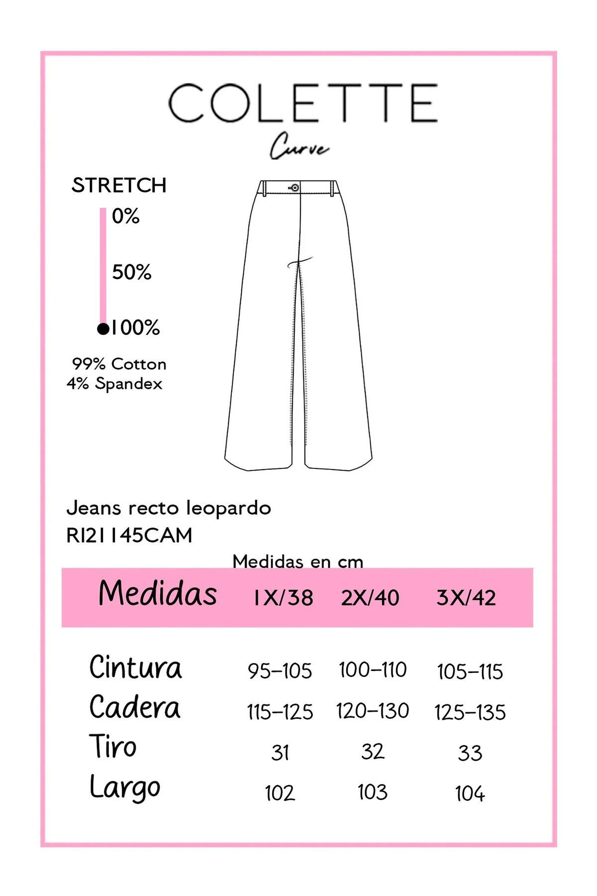 Jeans Curvy Recto Leopardo Camel