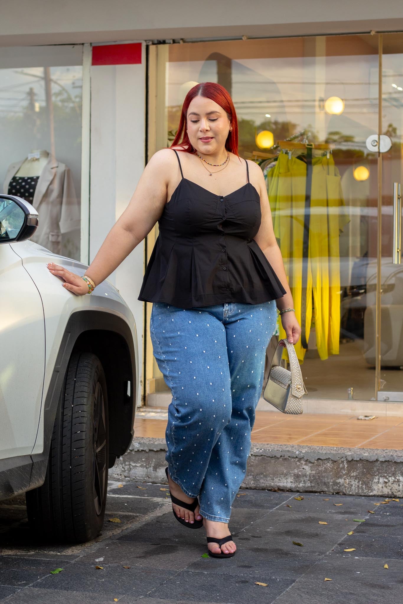 Jeans Crop Barrel Polka Dot Curvy Claro