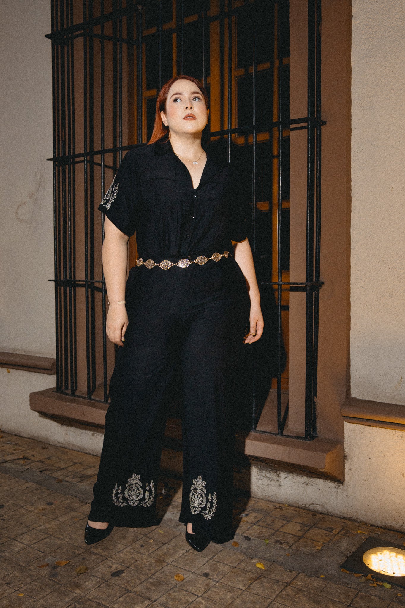 Set pantalon blusa crop bordado
