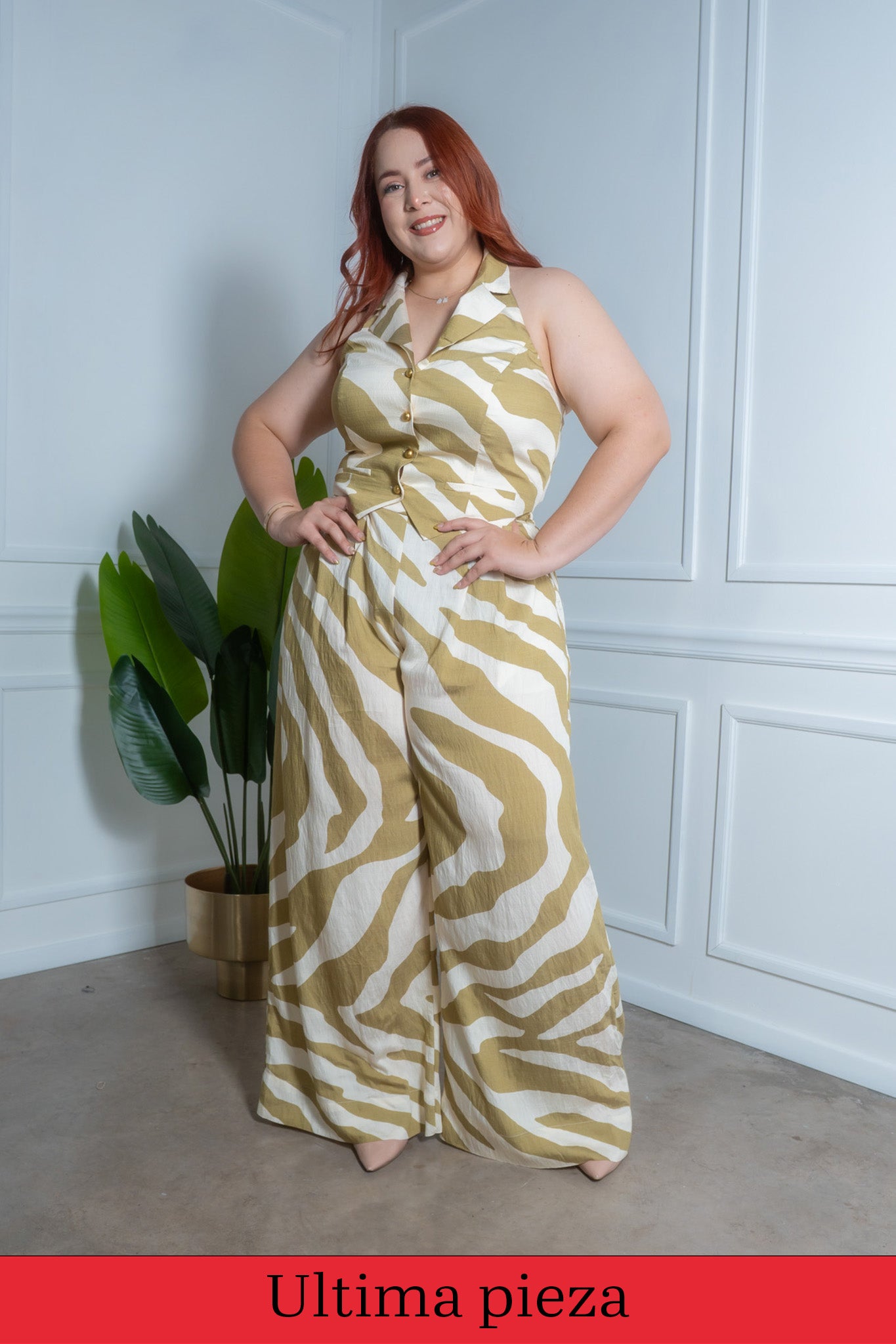 Set pantalon top halter estampado