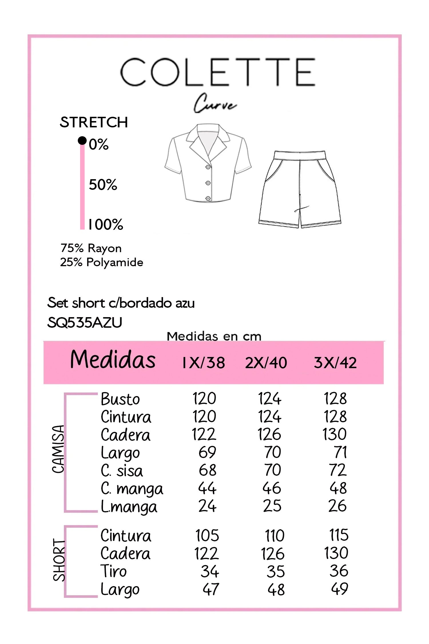 Set Blusa y Short Curvy con Bordado Azul