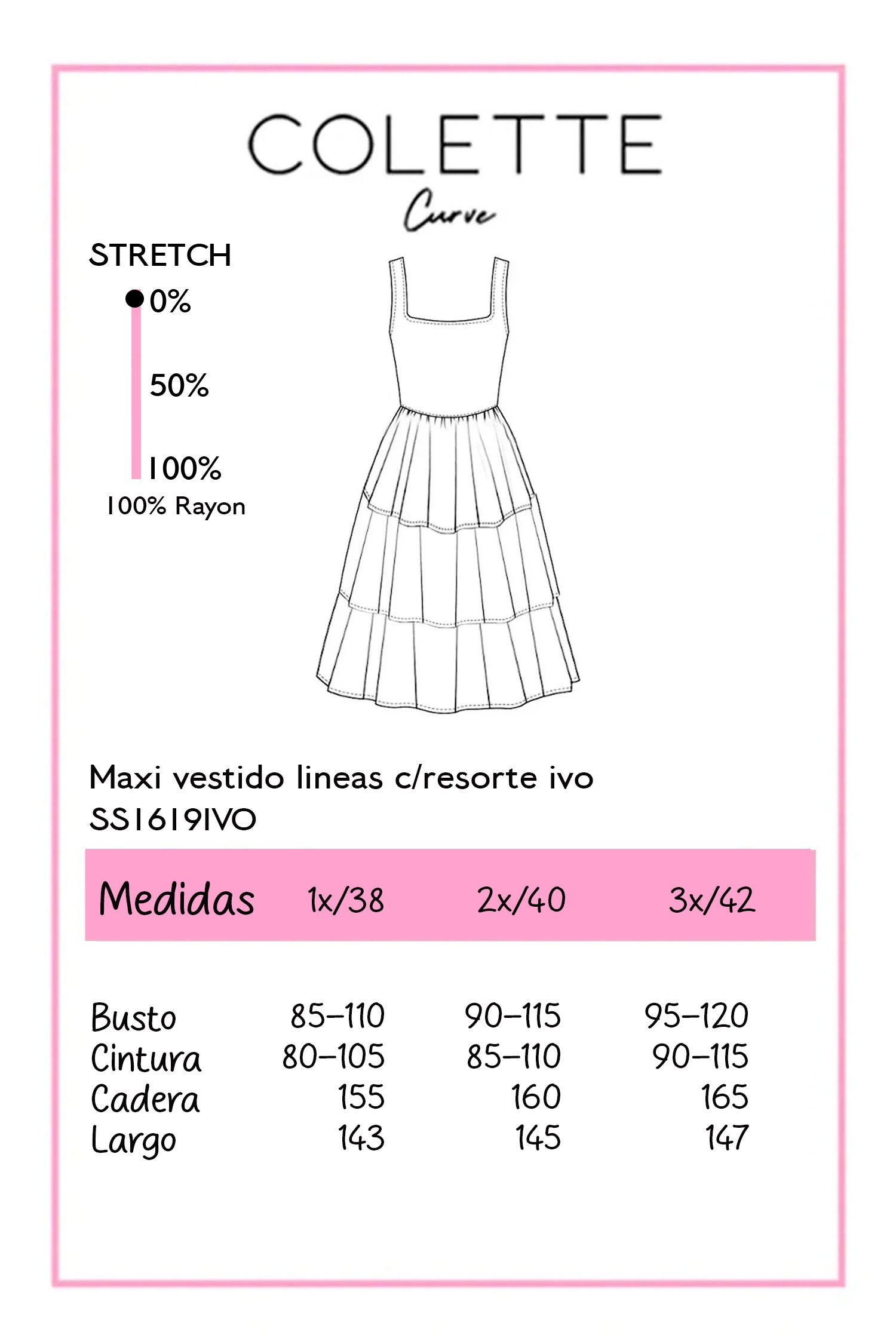 Maxi Vestido Rayas con Resorte Curvy Ivory