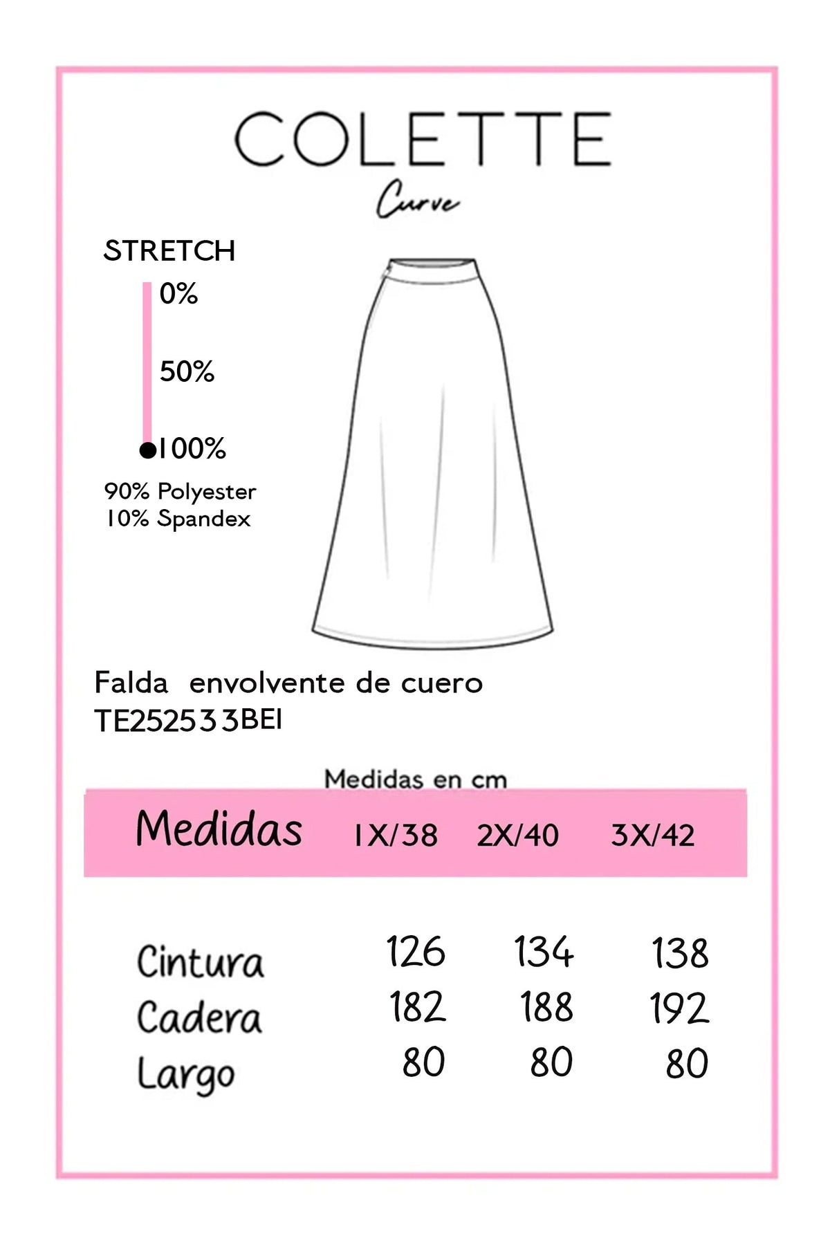 Tabla de medidas Falda Curvy Camel