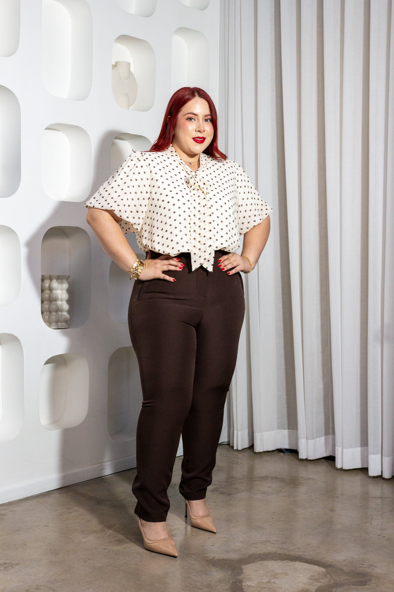 Pantalón Curvy Tipo Zara Slim Café Talla Extra