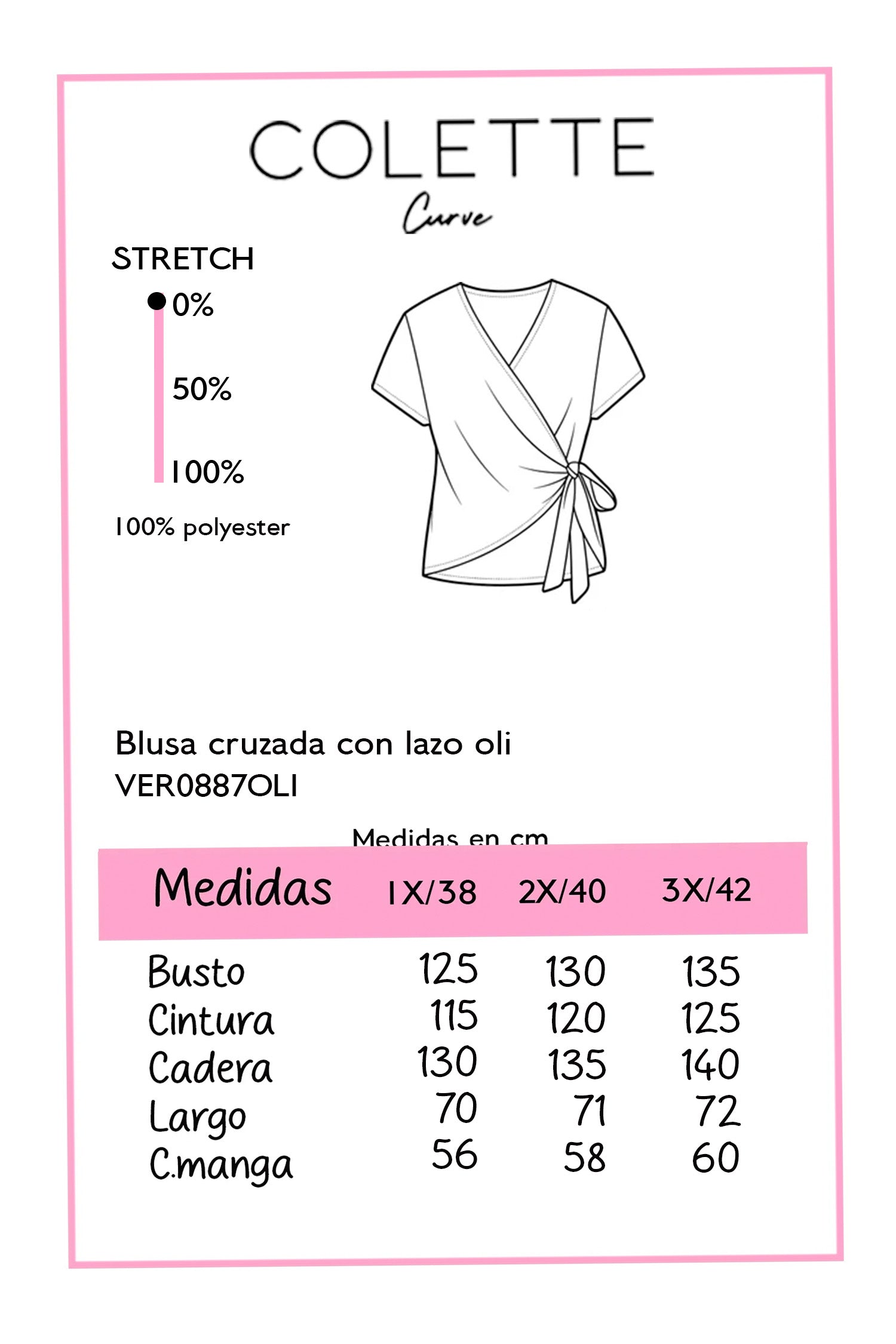 Blusa Curvy Cruzada con Lazo Polka Verde Olivo
