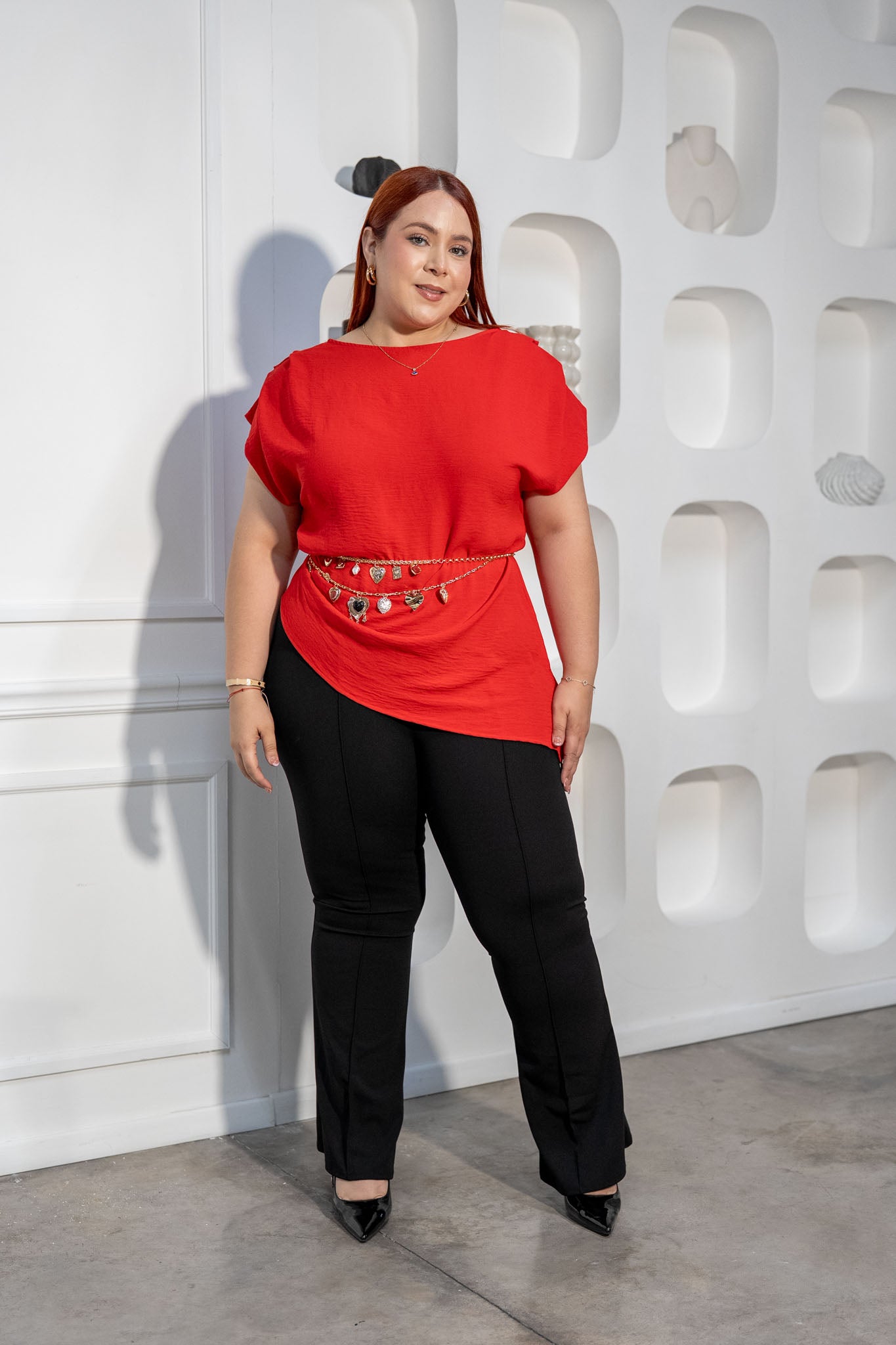 Blusa Asimétrica Curvy Roja