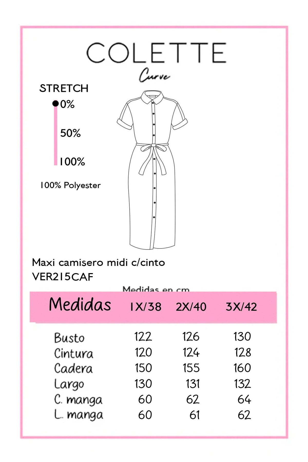 Vestido Curvy Camisero Midi Botones Café Chocolate