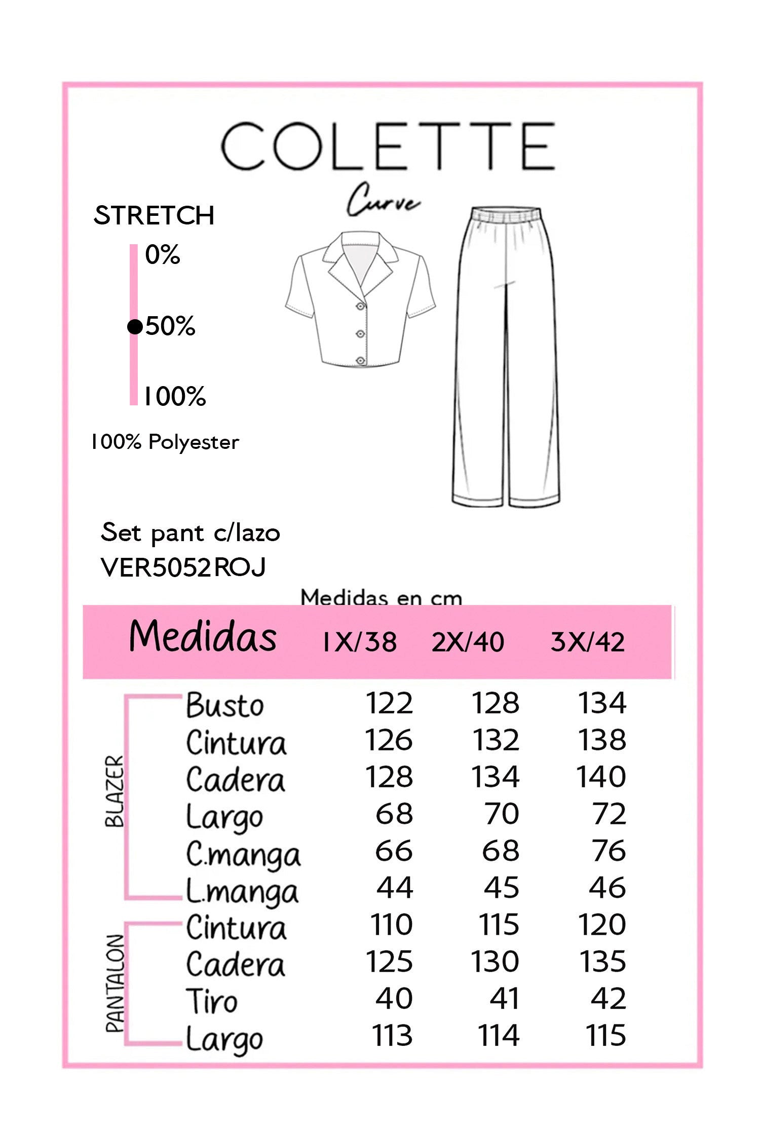 Chart medidas VER5052ROJ