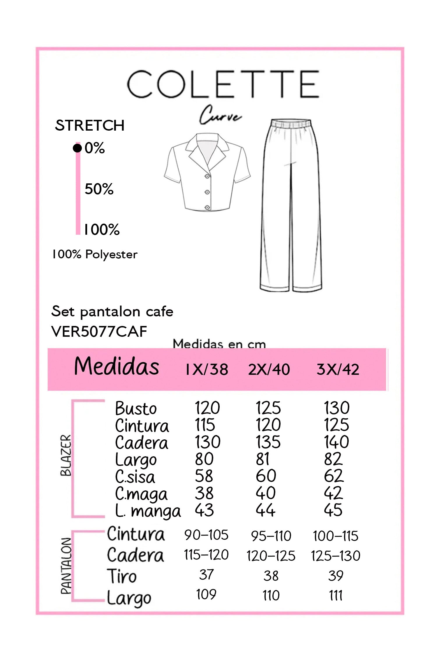 Set Pantalón Liso Curvy Café