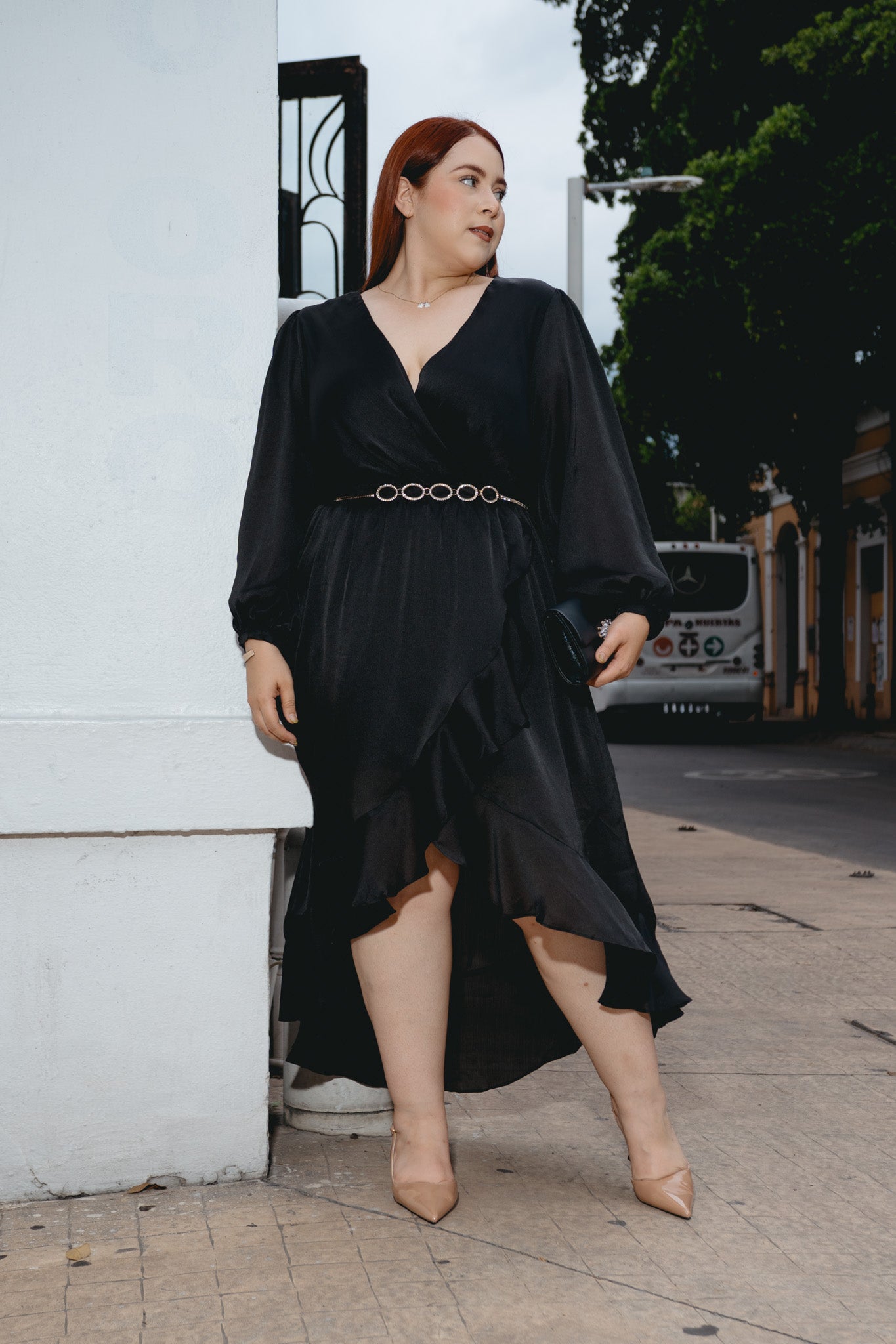 Vestido largo satin negro