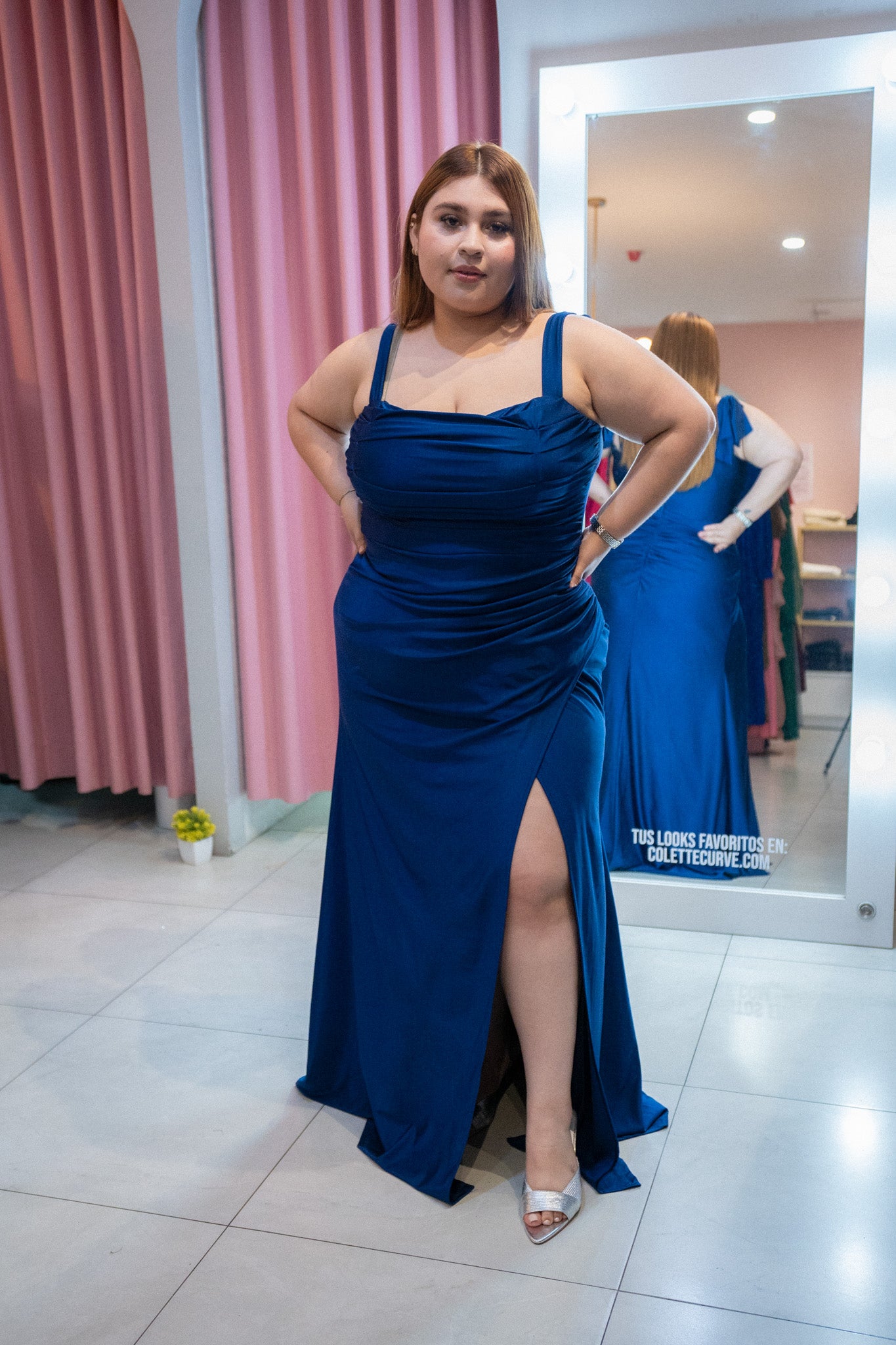 Vestido corset plisado azul