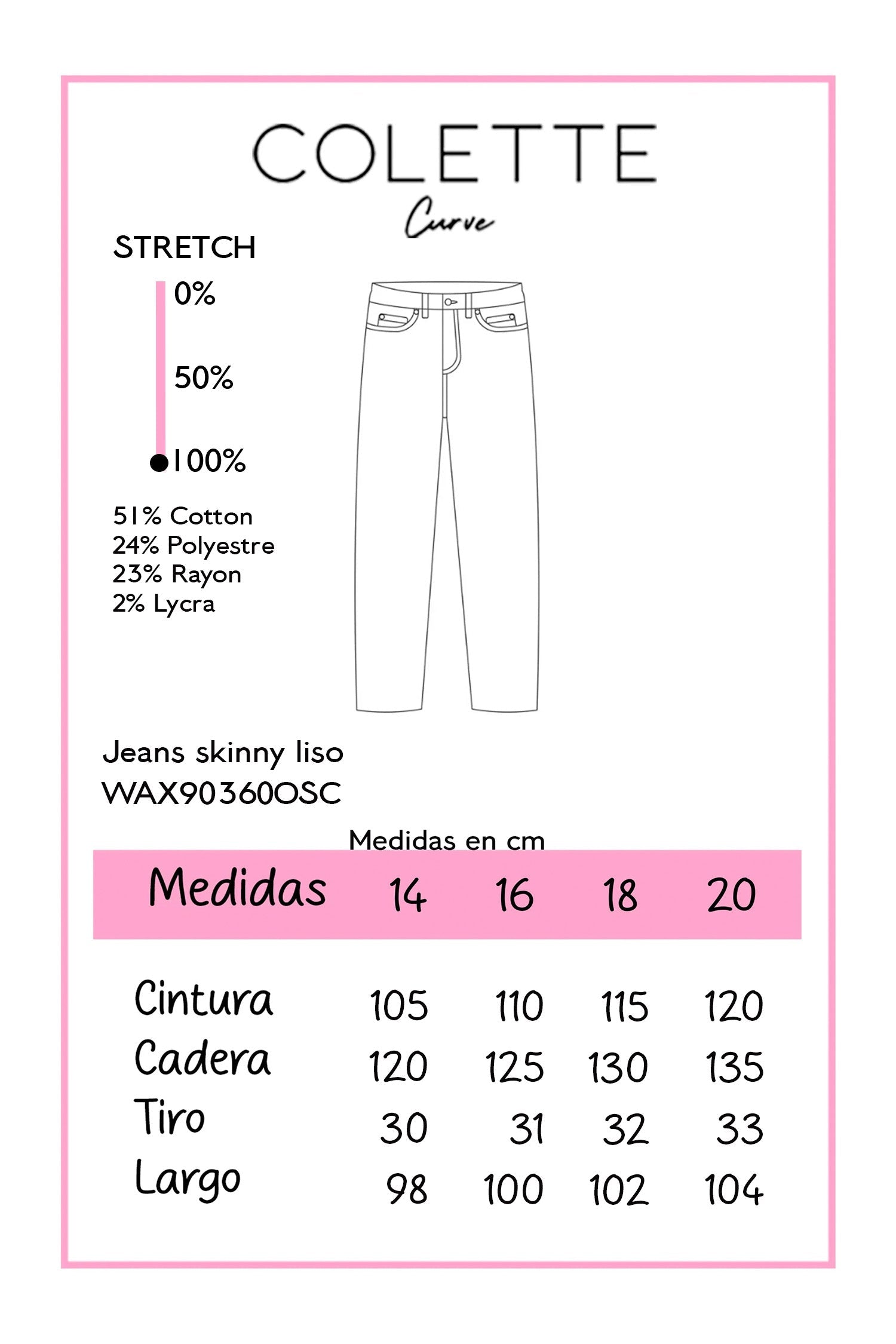 Tabla de medidas WAX90360OSC