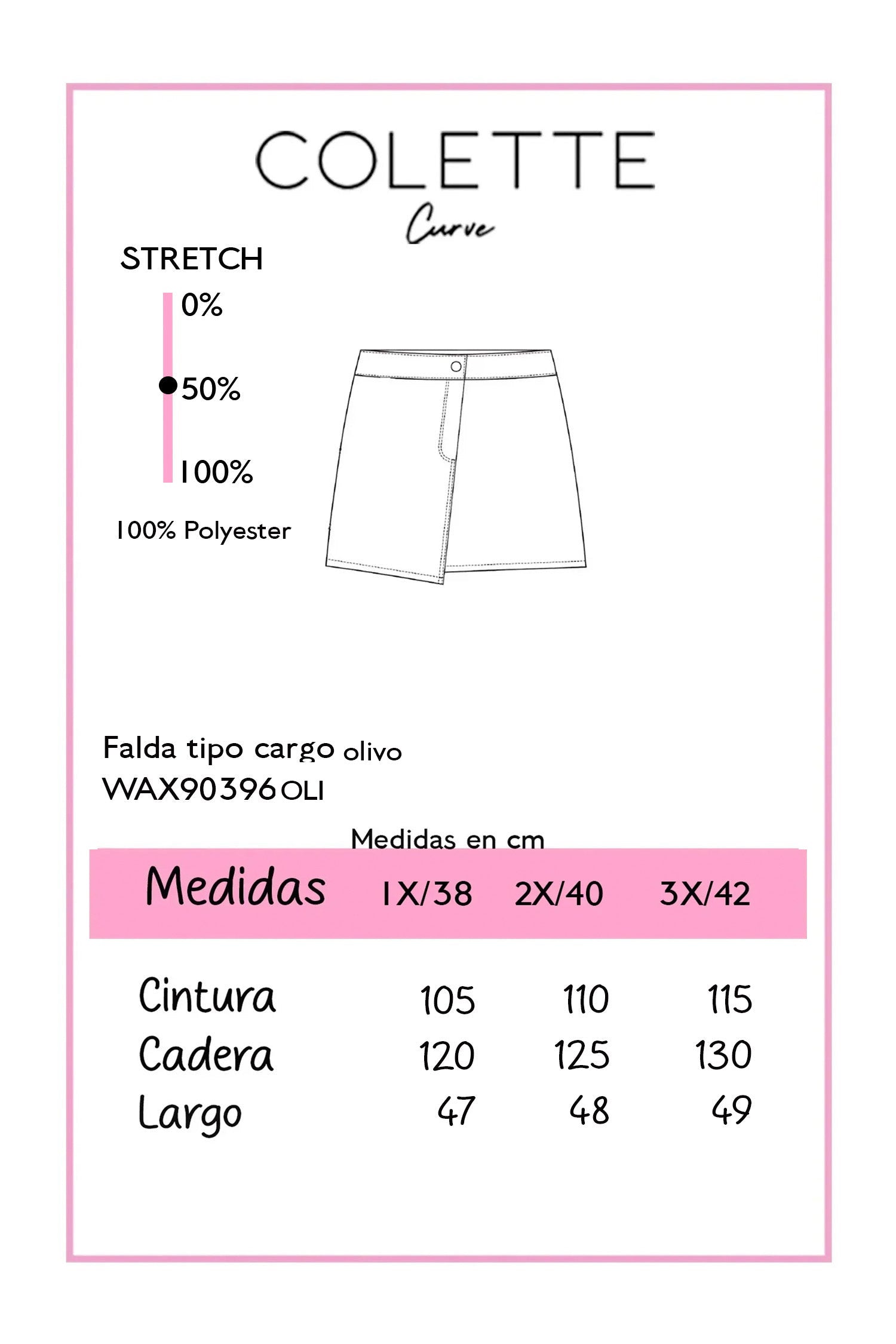 Falda Tipo Cargo Curvy Olivo