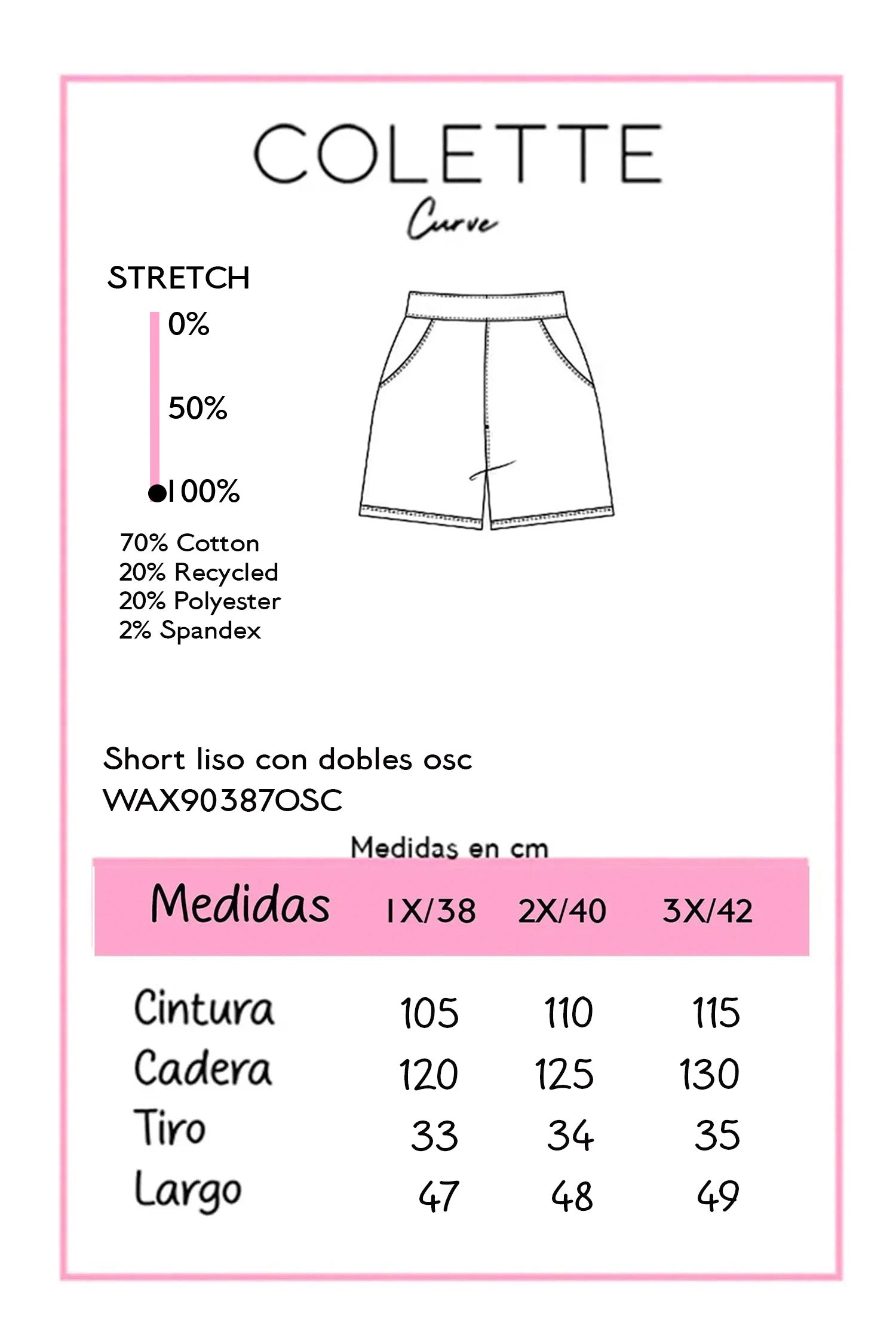 Short de Mezclilla Liso con Dobladillo Plus Size para Mujer