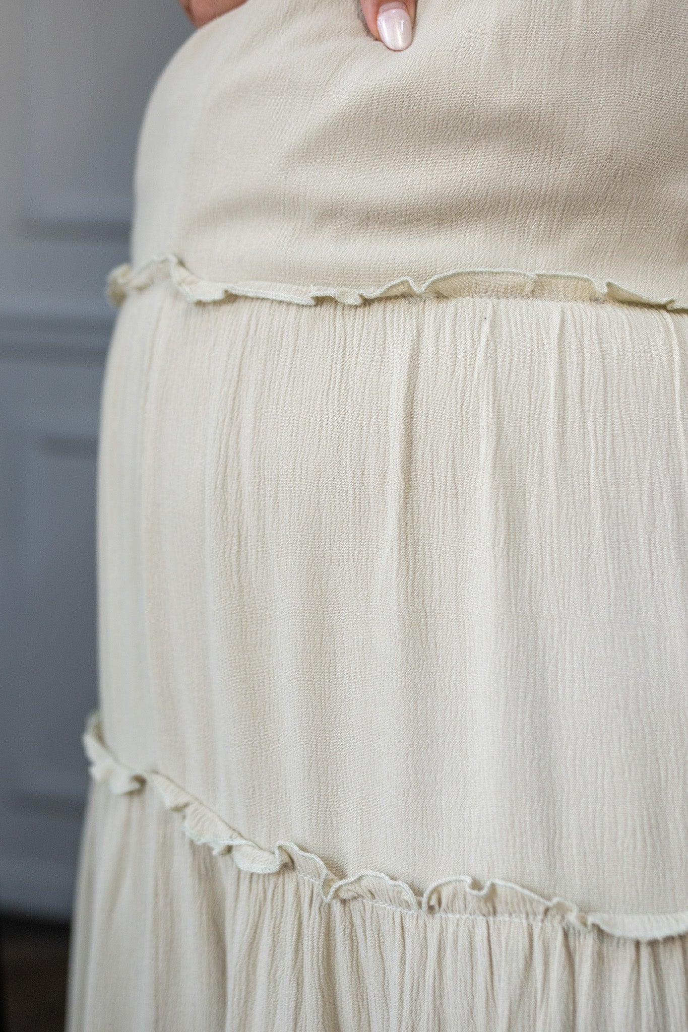Maxi Falda Curvy Con Volados Verde Olivo