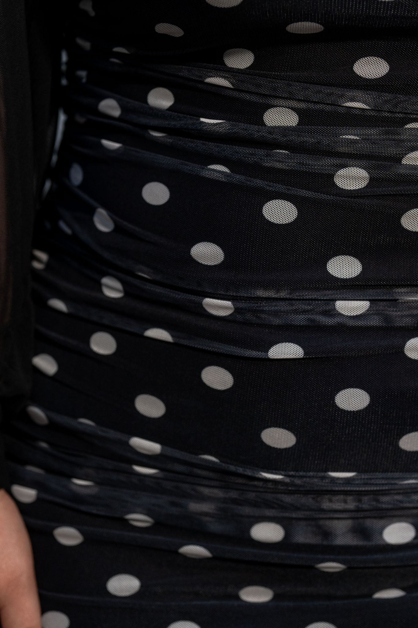 Maxi Vestido Mesh Polka Curvy Negro