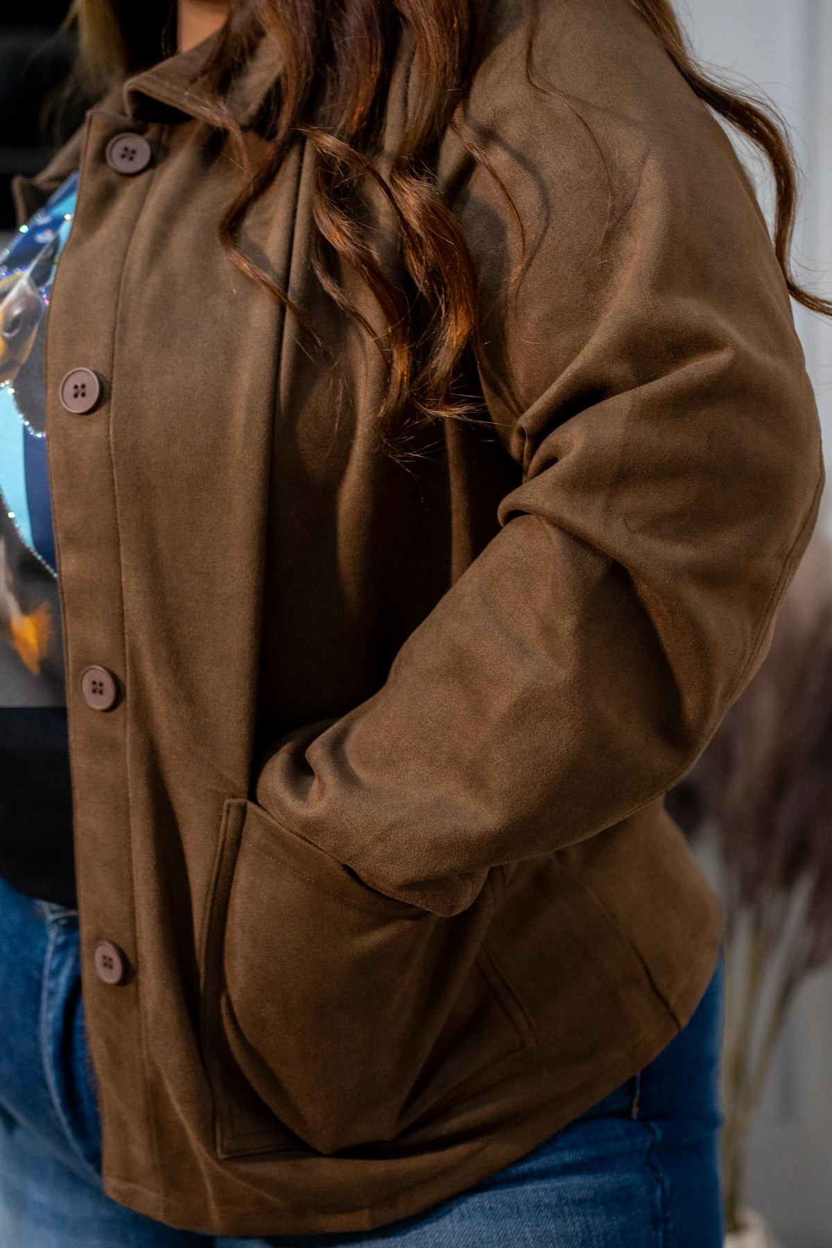 Jacket Curvy Lisa Gamuza Café