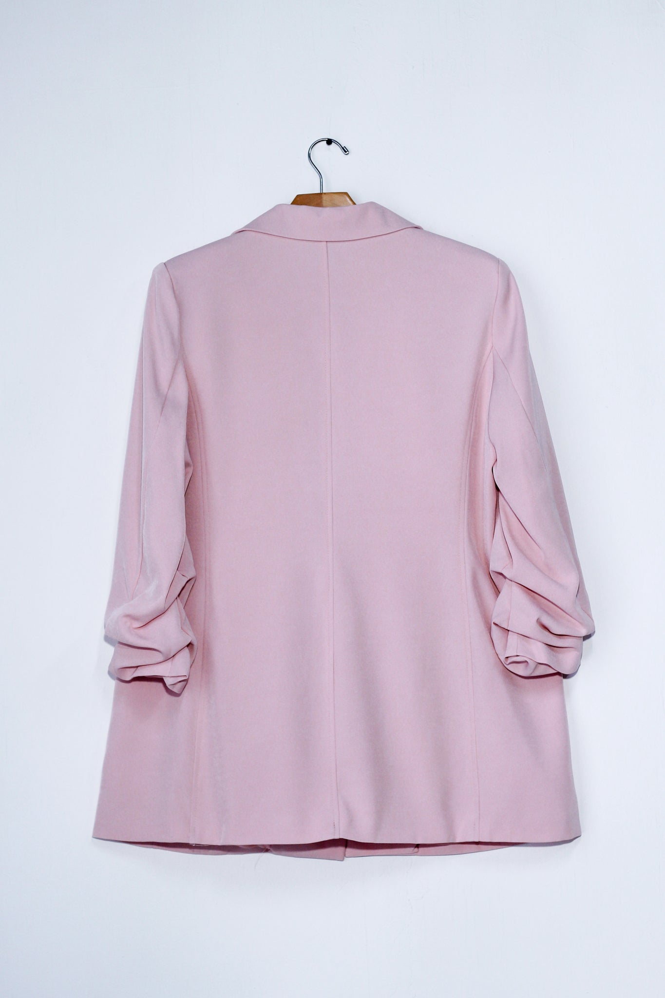 Blazer liso manga 3/4 rosa y cafe