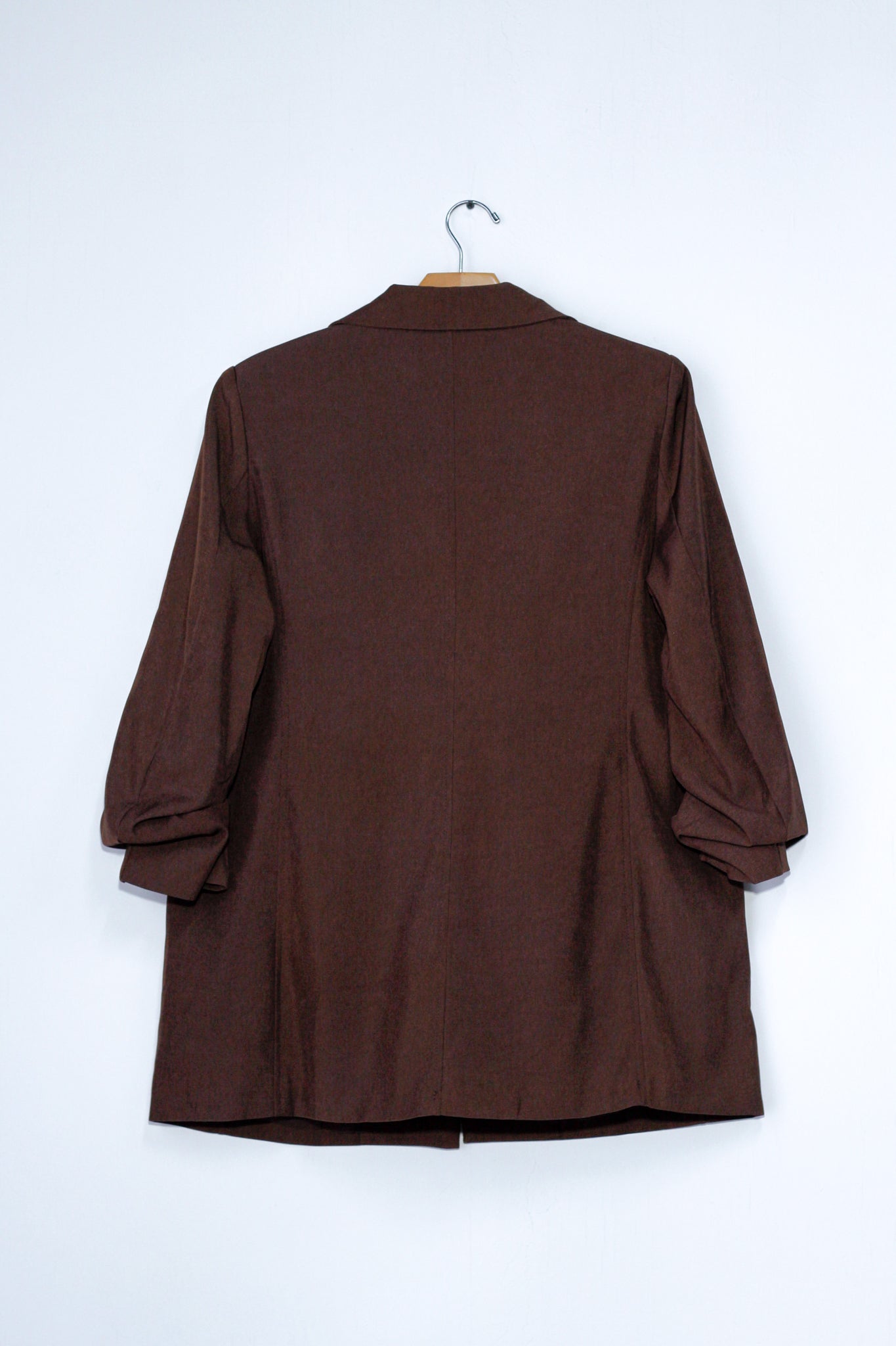 Blazer liso manga 3/4 rosa y cafe