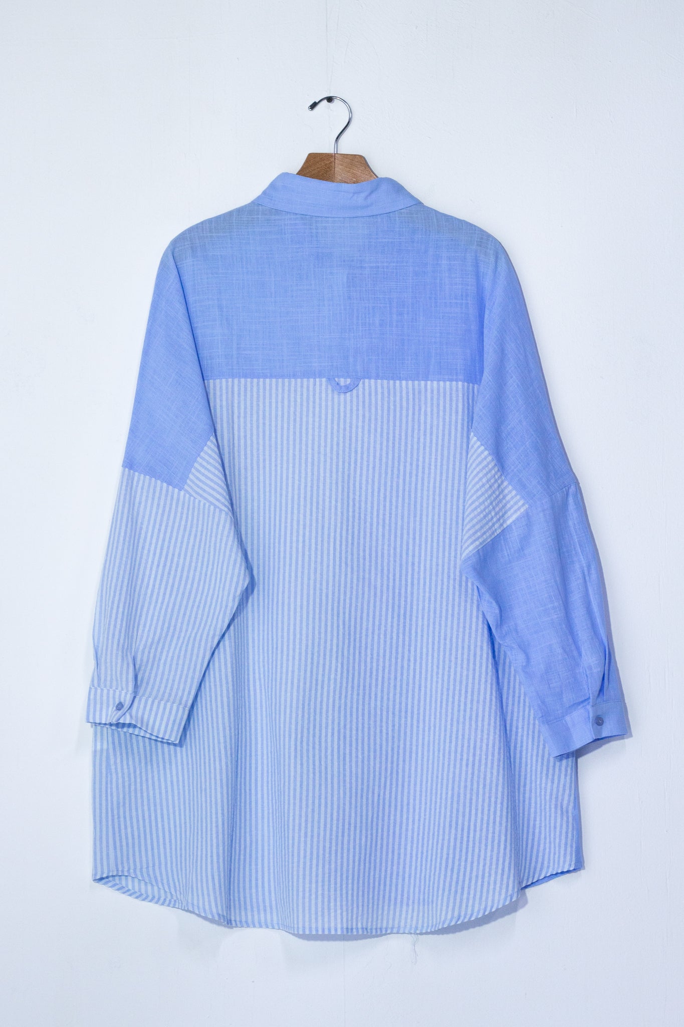 Bluson camisero rayas azul y coral