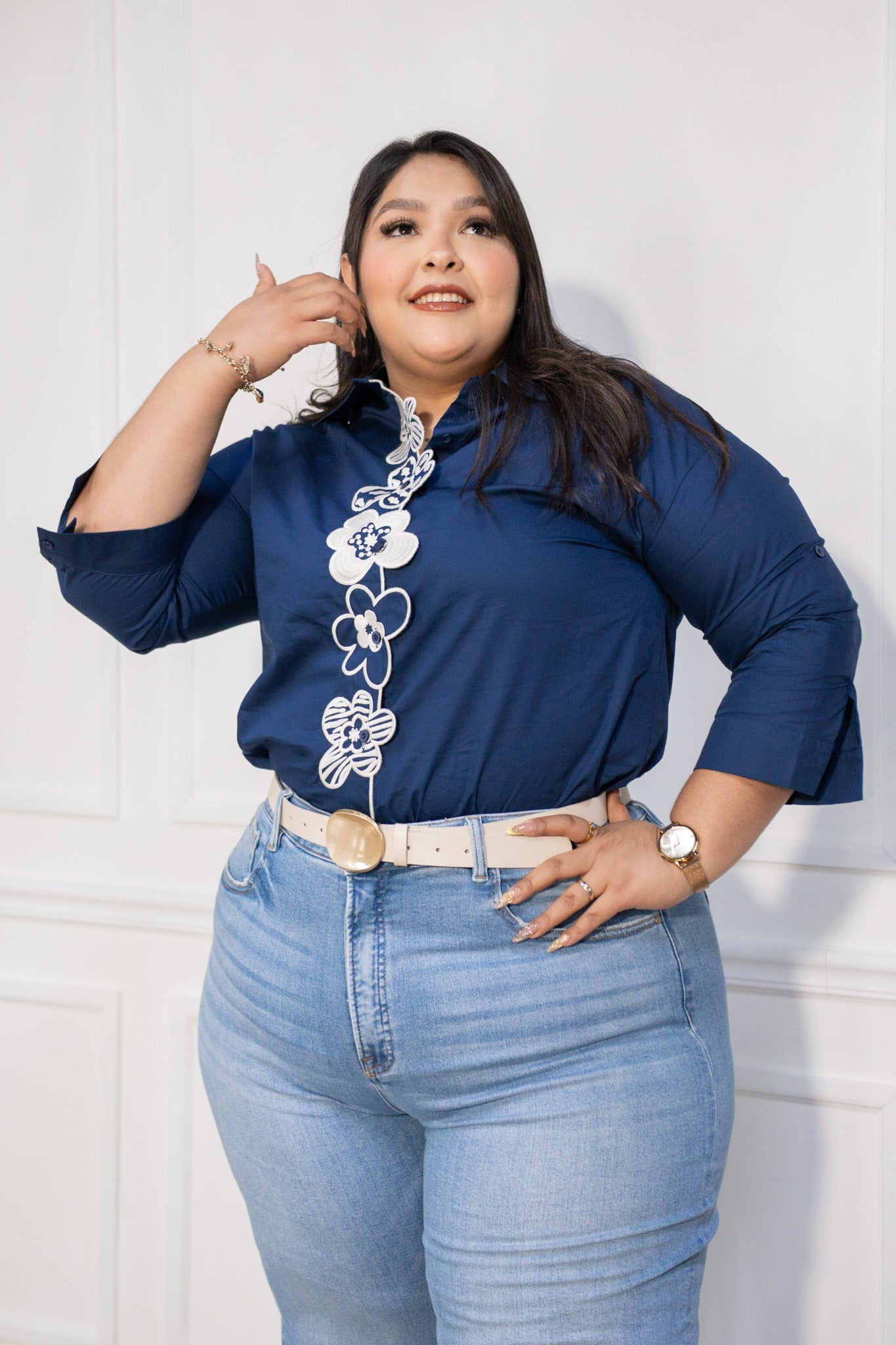 Camisa c/botones en flor