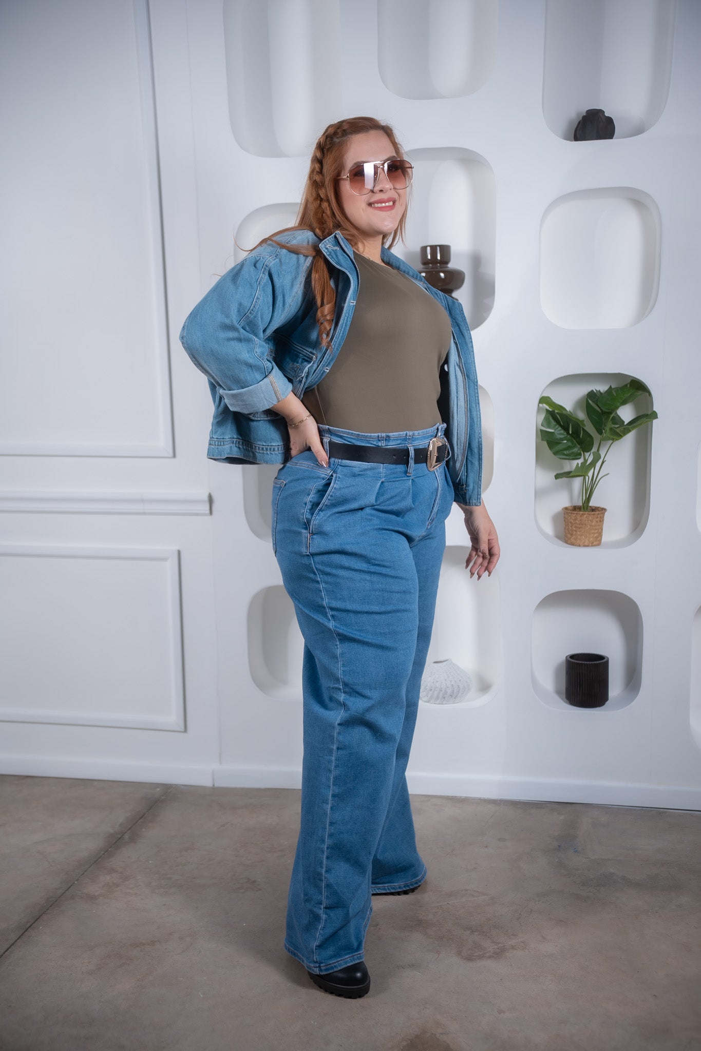Jeans wide leg c/pinzas cla