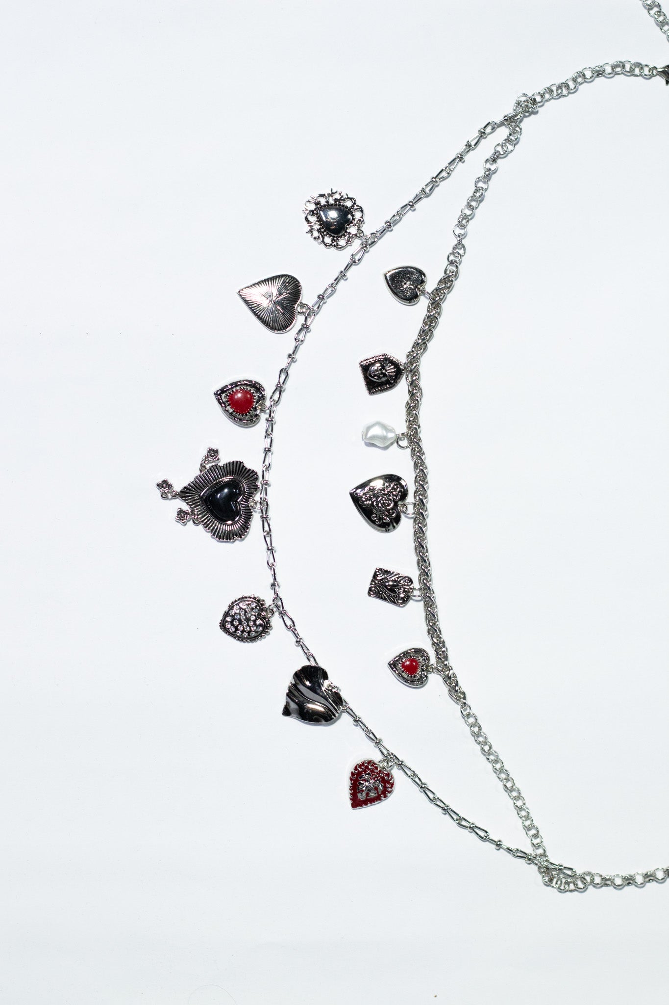 Cinto cadena corazones plata