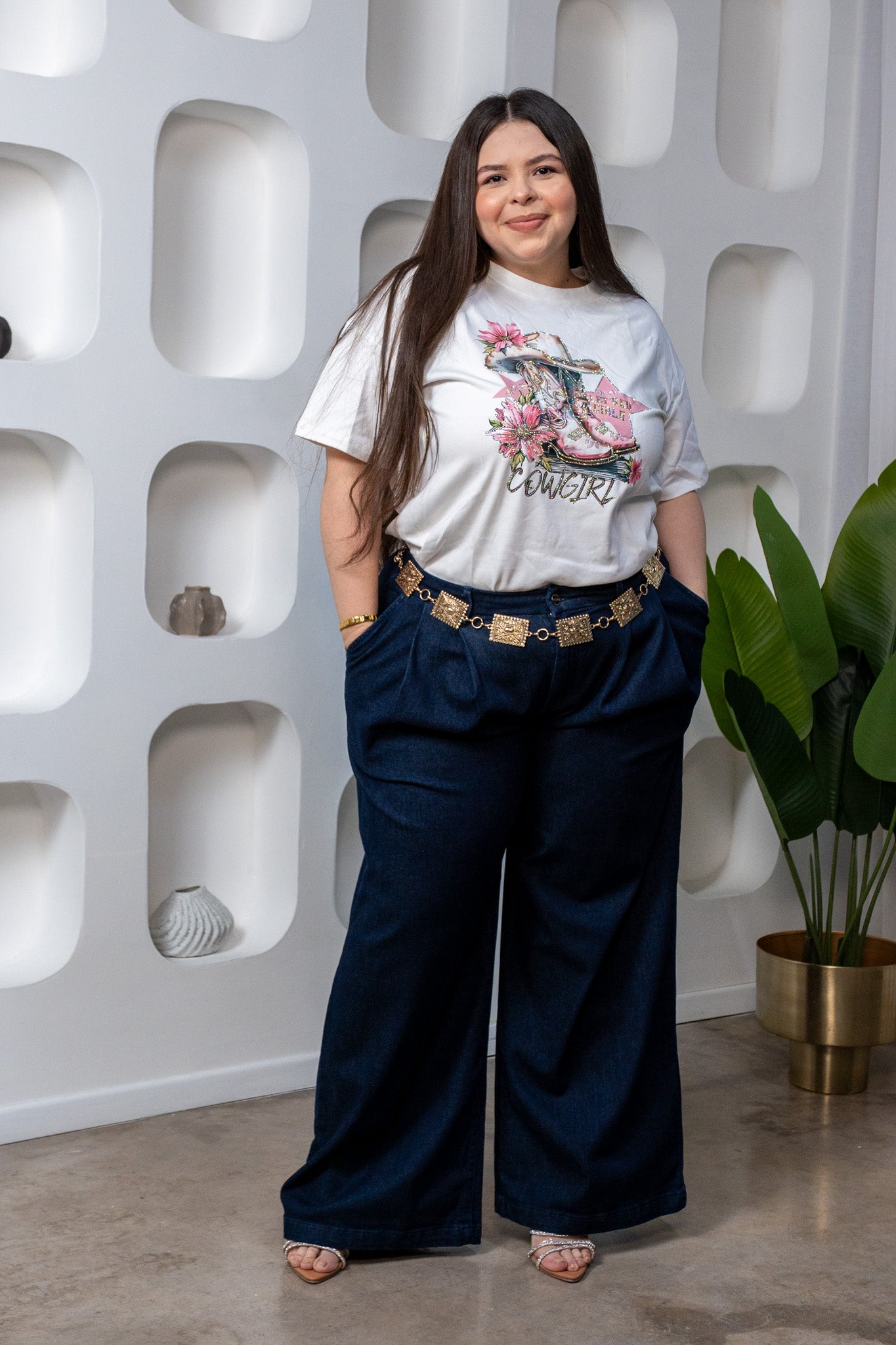 Playera cowgirl blanca