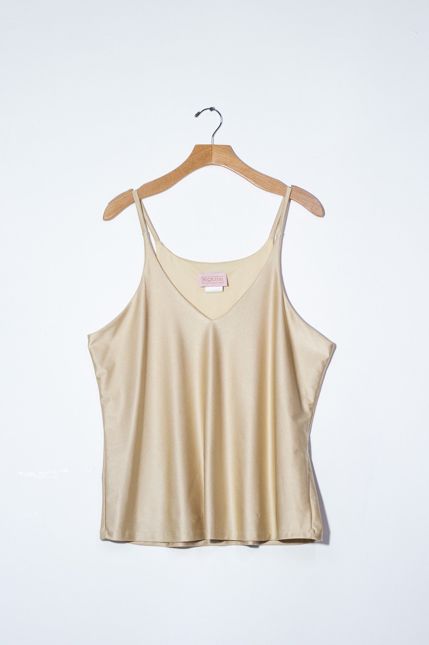 Blusa satin tirantes beige