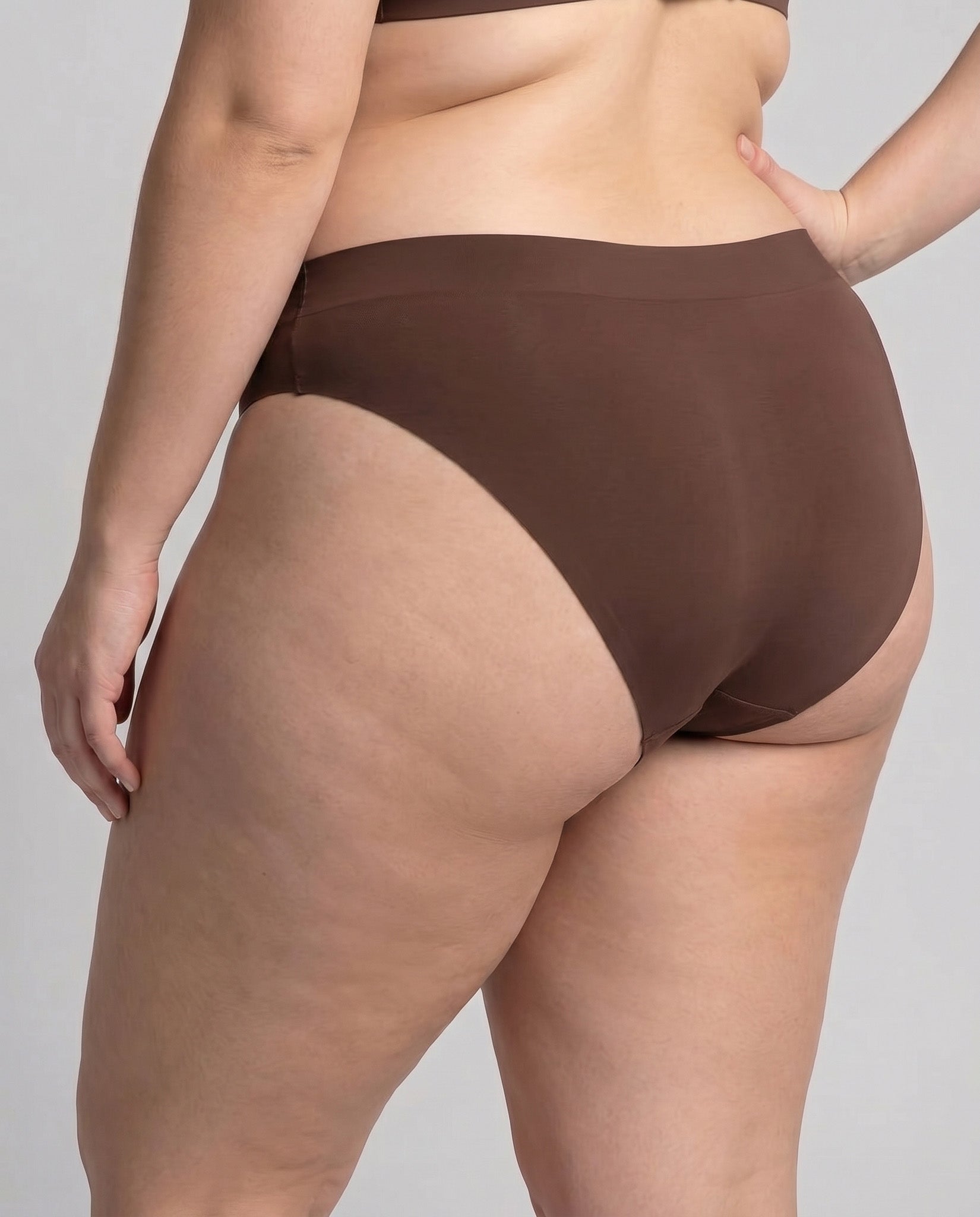 Panti Curvy Liso Café Algodón Stretch Cómodo Tallas Extras
