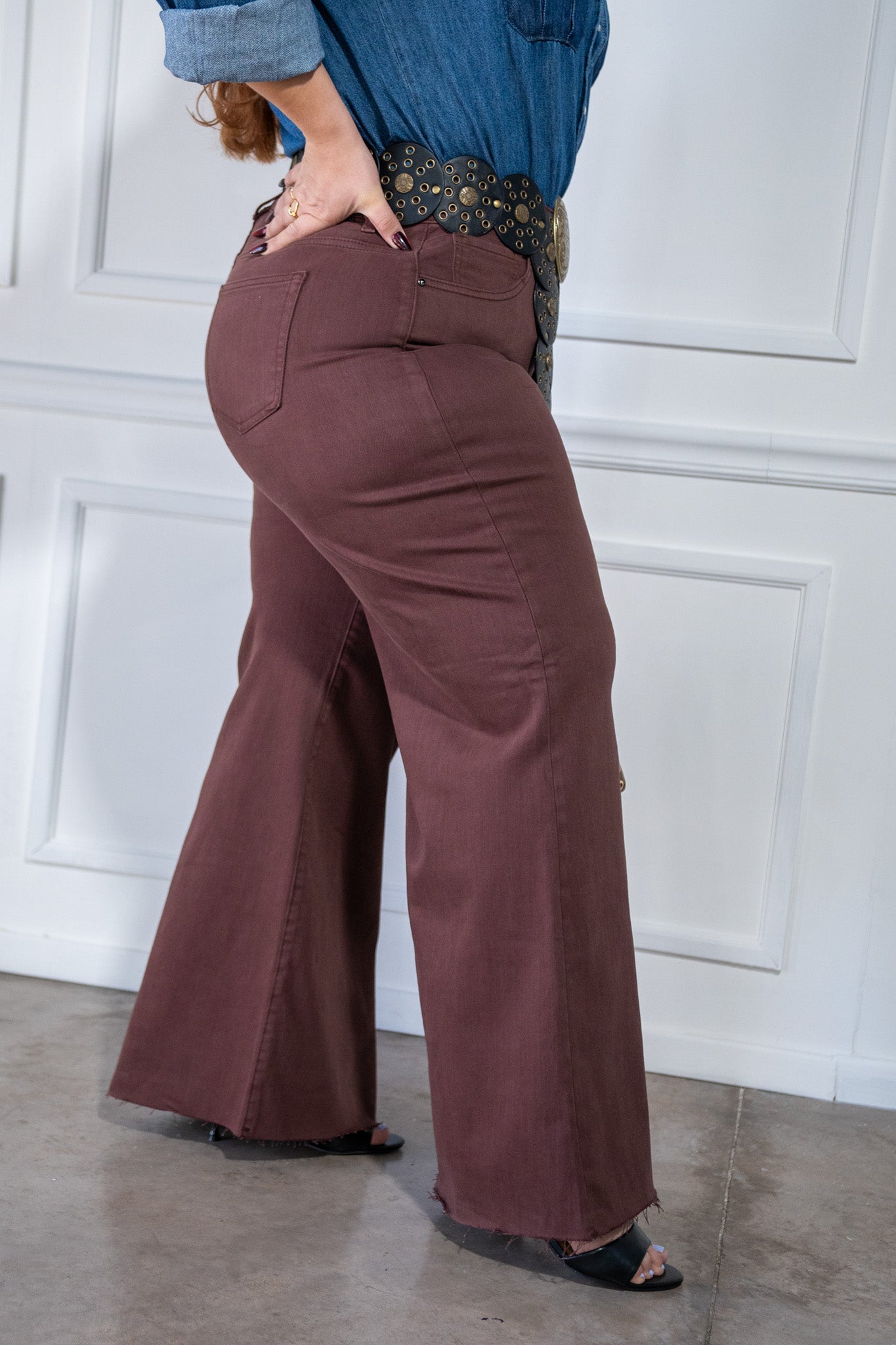 Jeans palazzo liso cafe