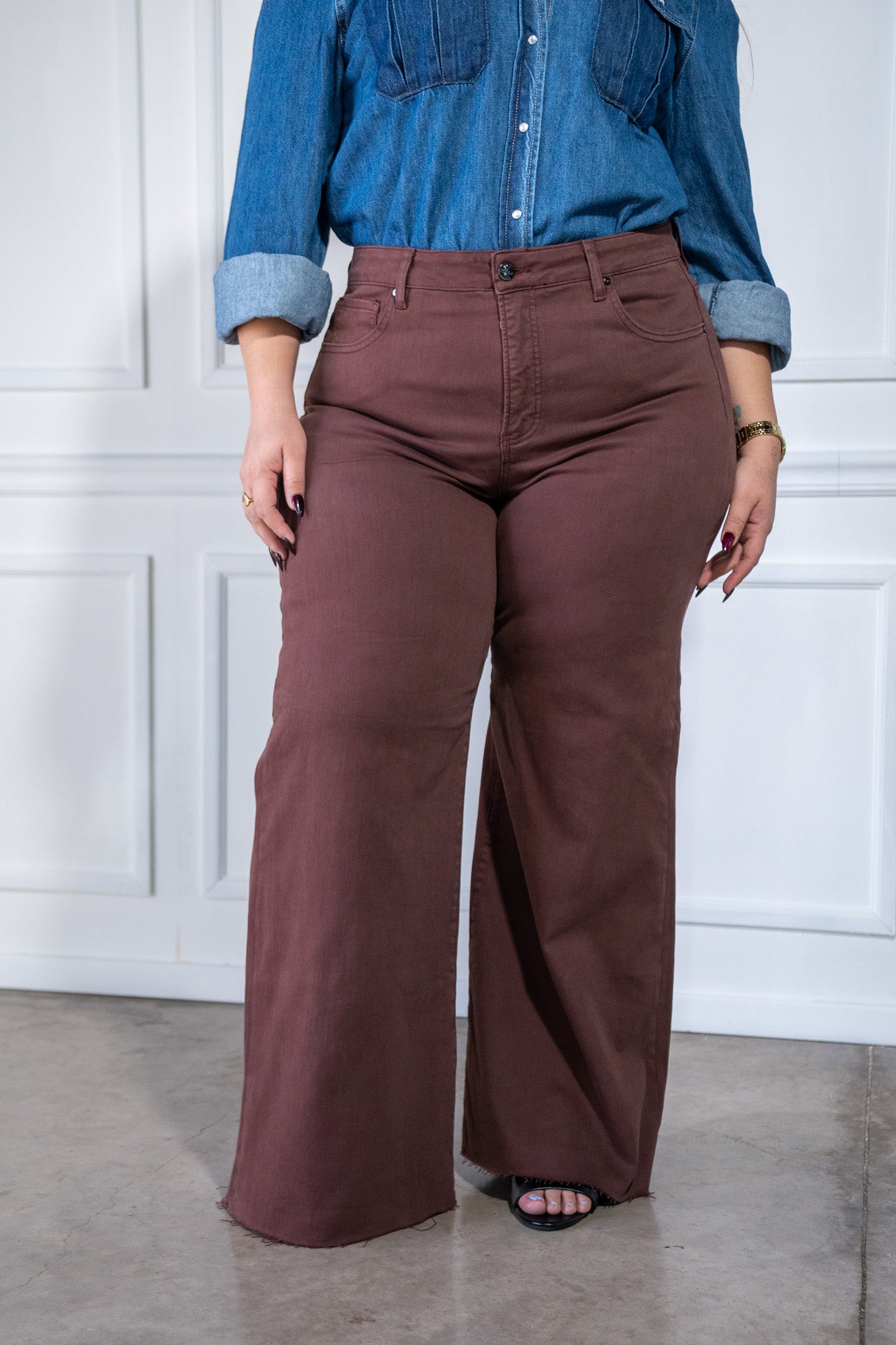 Jeans palazzo liso cafe