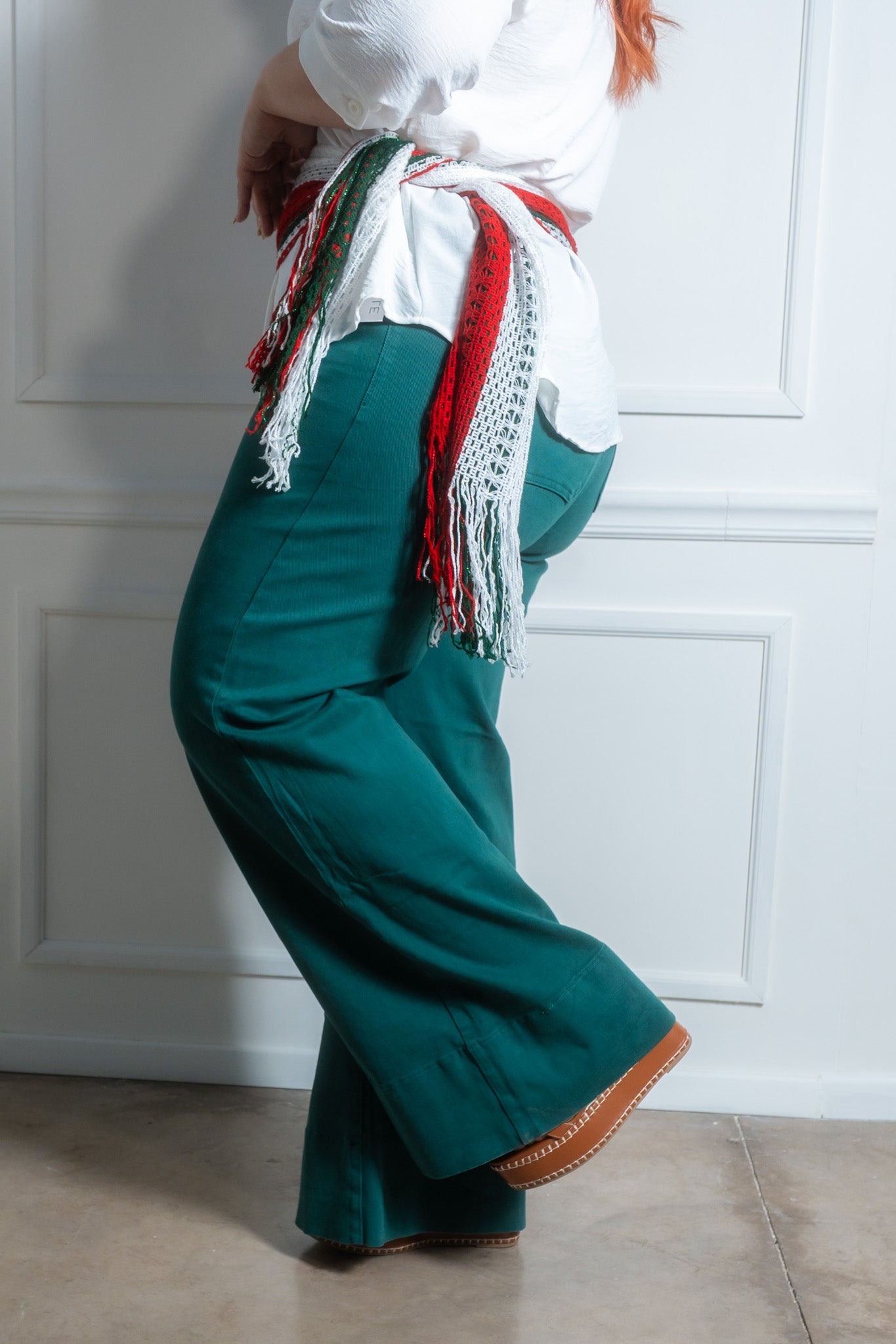 Jeans wide leg verde