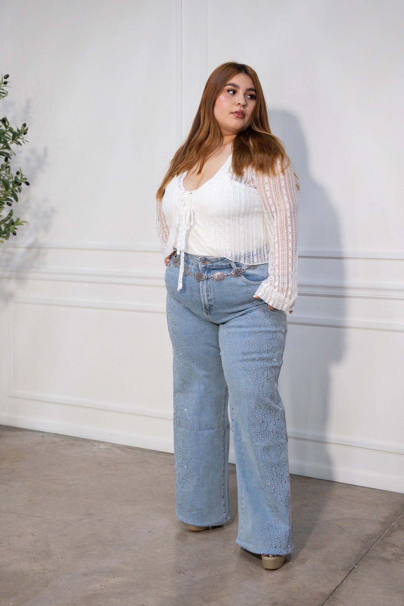 Jeans recto c/estoperoles