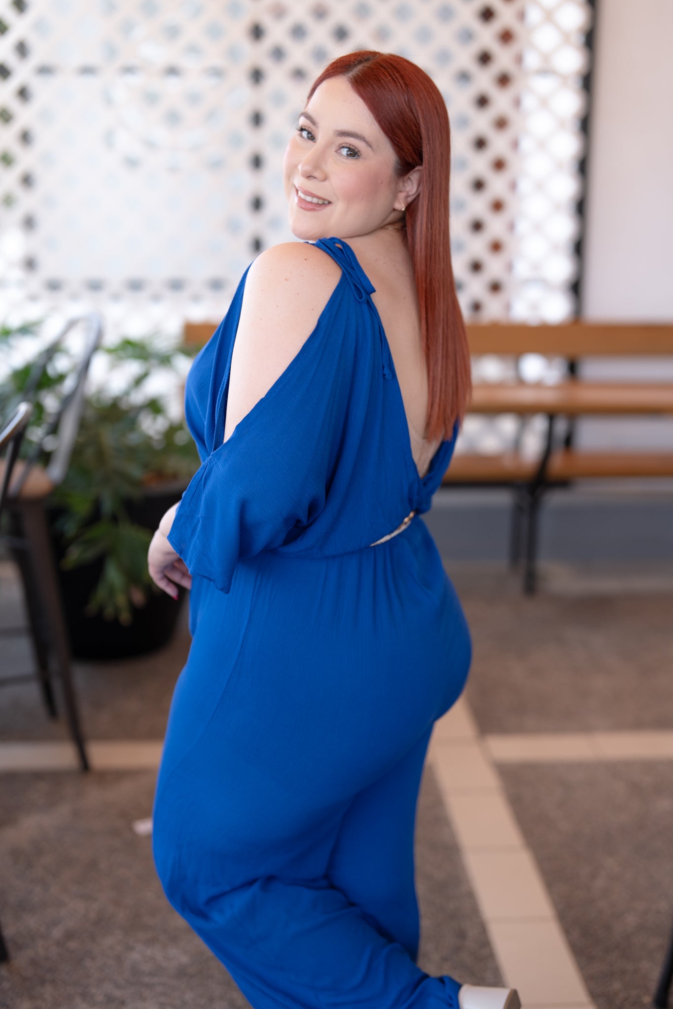 Jumper Curvy Manga Kimón Azul Rey Elegante Look Resuelto